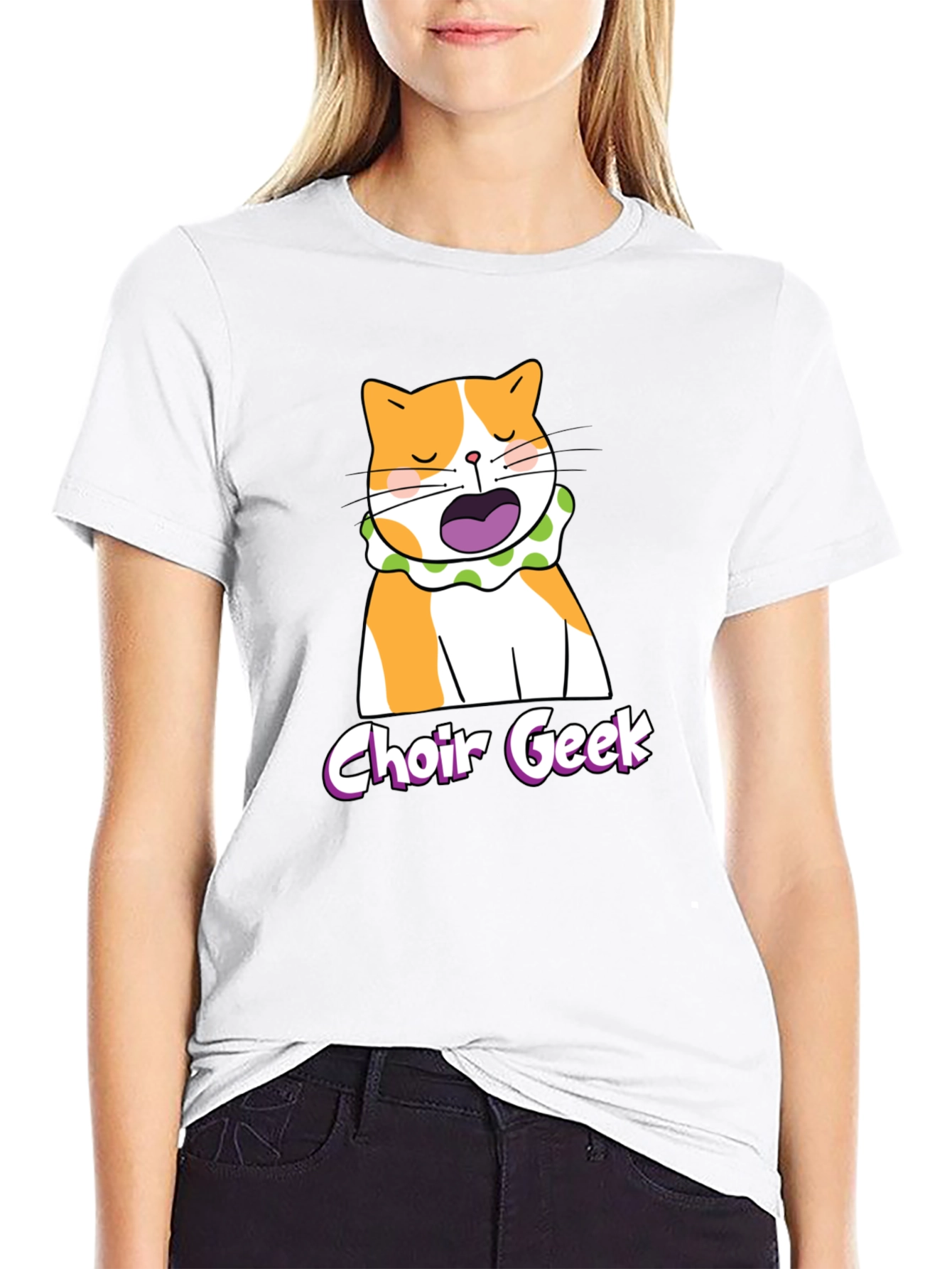 Choir Geek Cat T-Shirt - Black Funny Music Tee