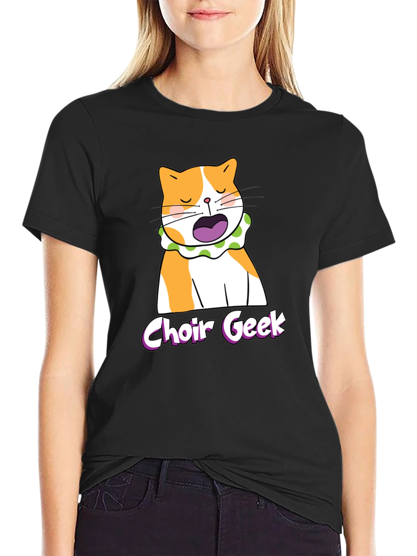 Choir Geek Cat T-Shirt - Black Funny Music Tee