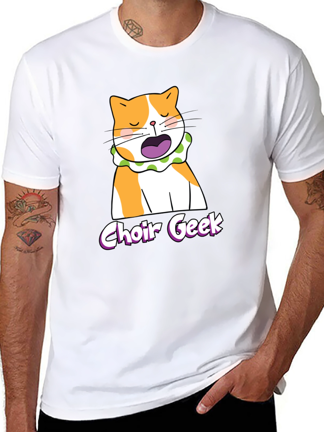 Choir Geek Cat T-Shirt - Black Funny Music Tee
