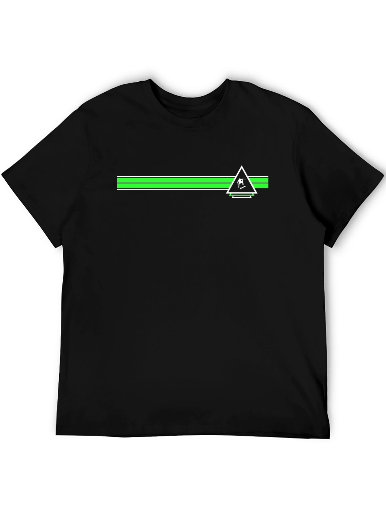 Black Tee with Green Skier Triangle Design