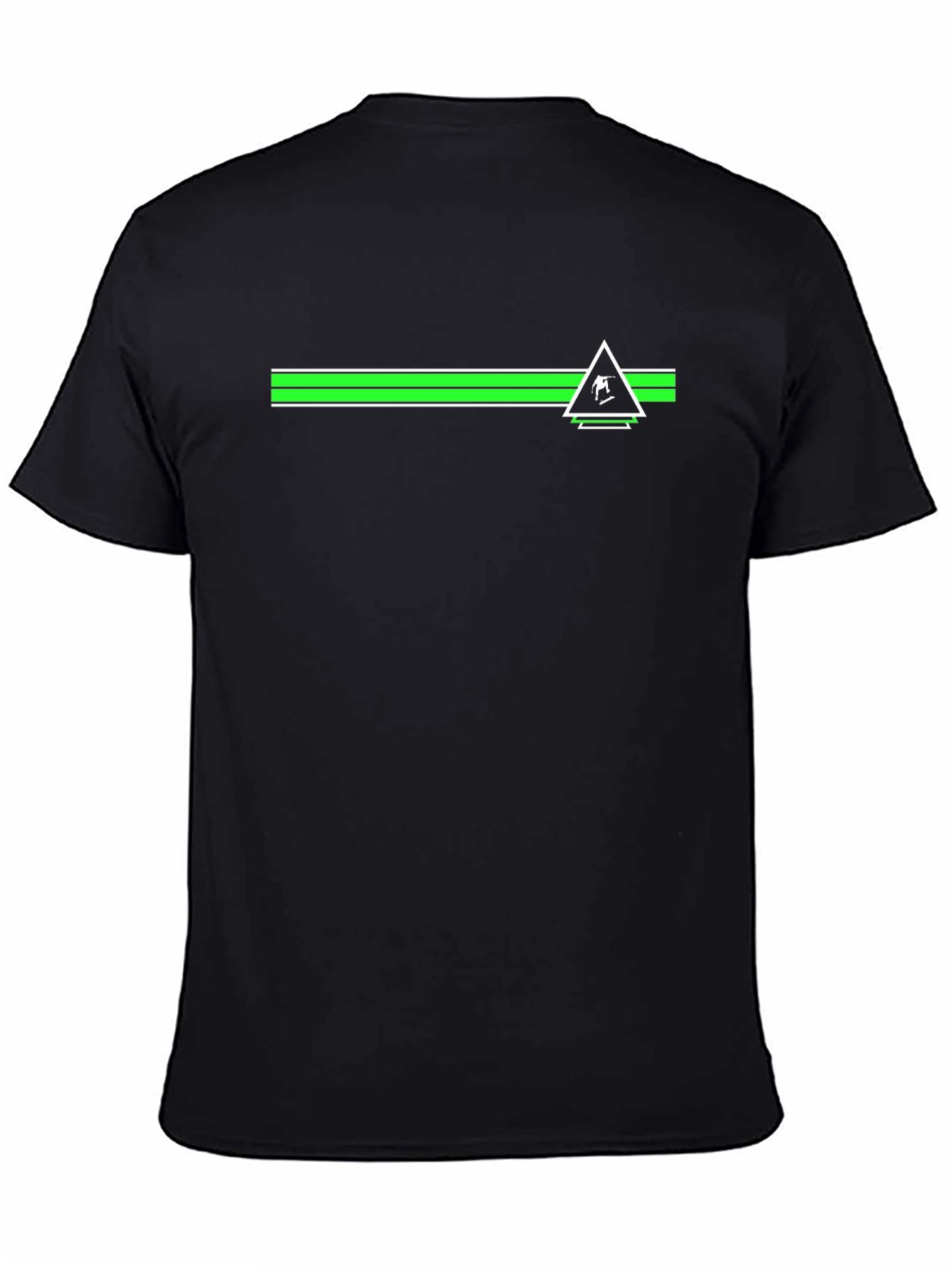 Black Tee with Green Skier Triangle Design