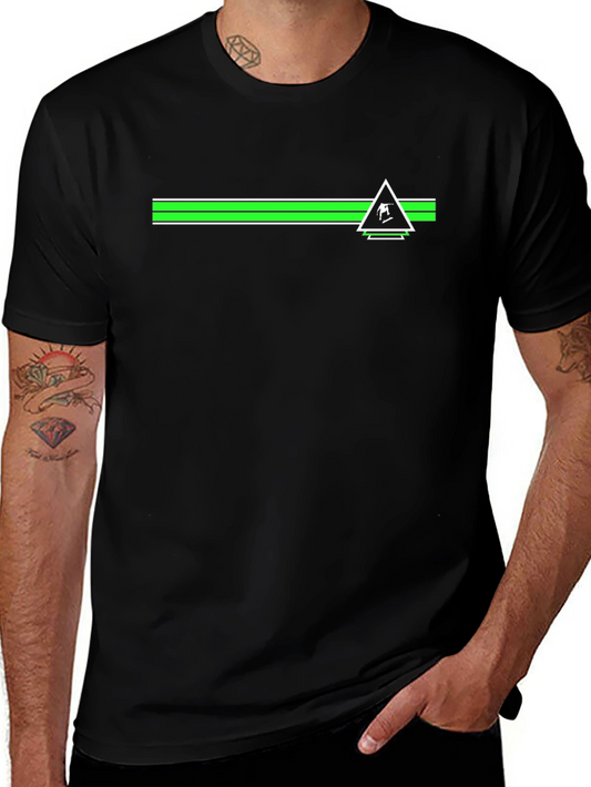 Black Tee with Green Skier Triangle Design