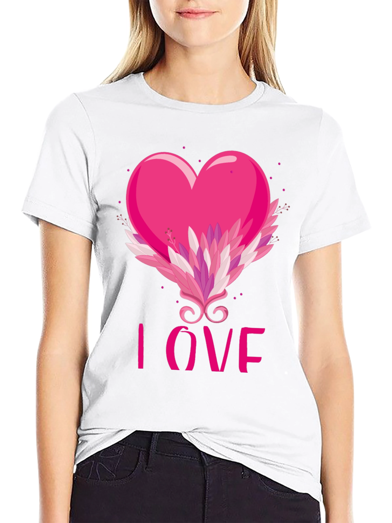 I Love Pink Heart Graphic Tee