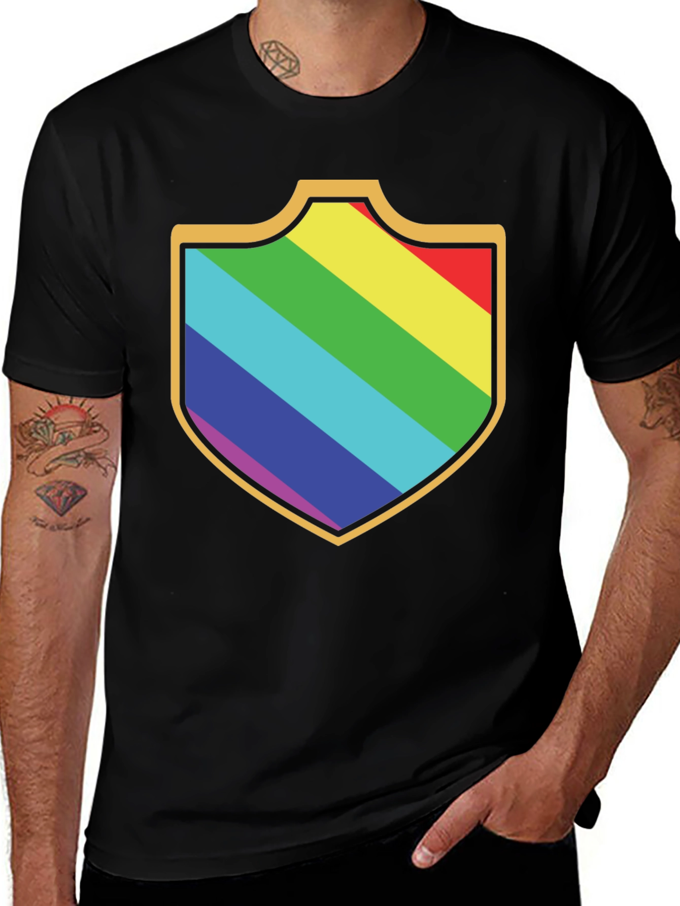Rainbow Shield Graphic Tee - Black