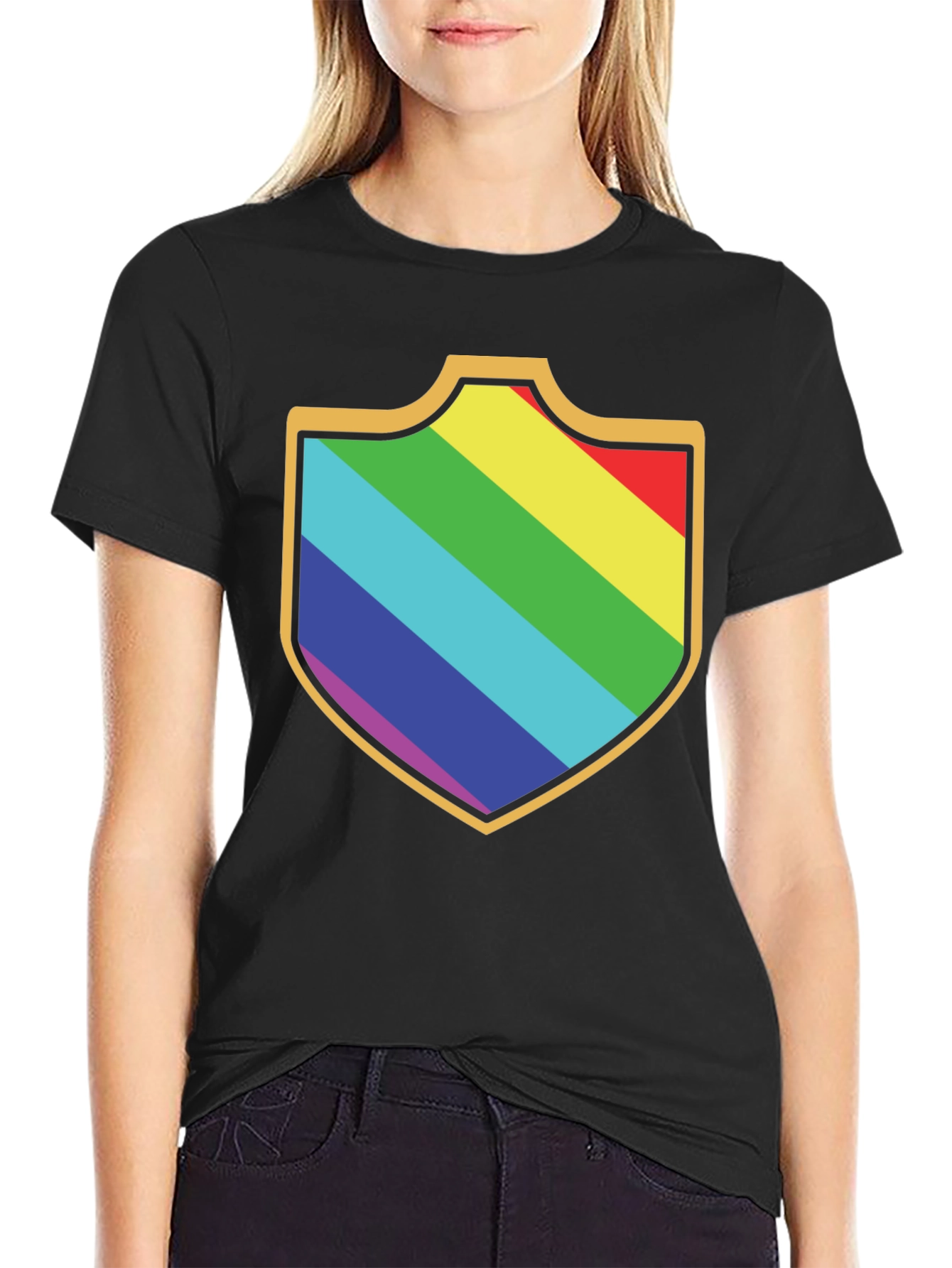 Rainbow Shield Graphic Tee - Black