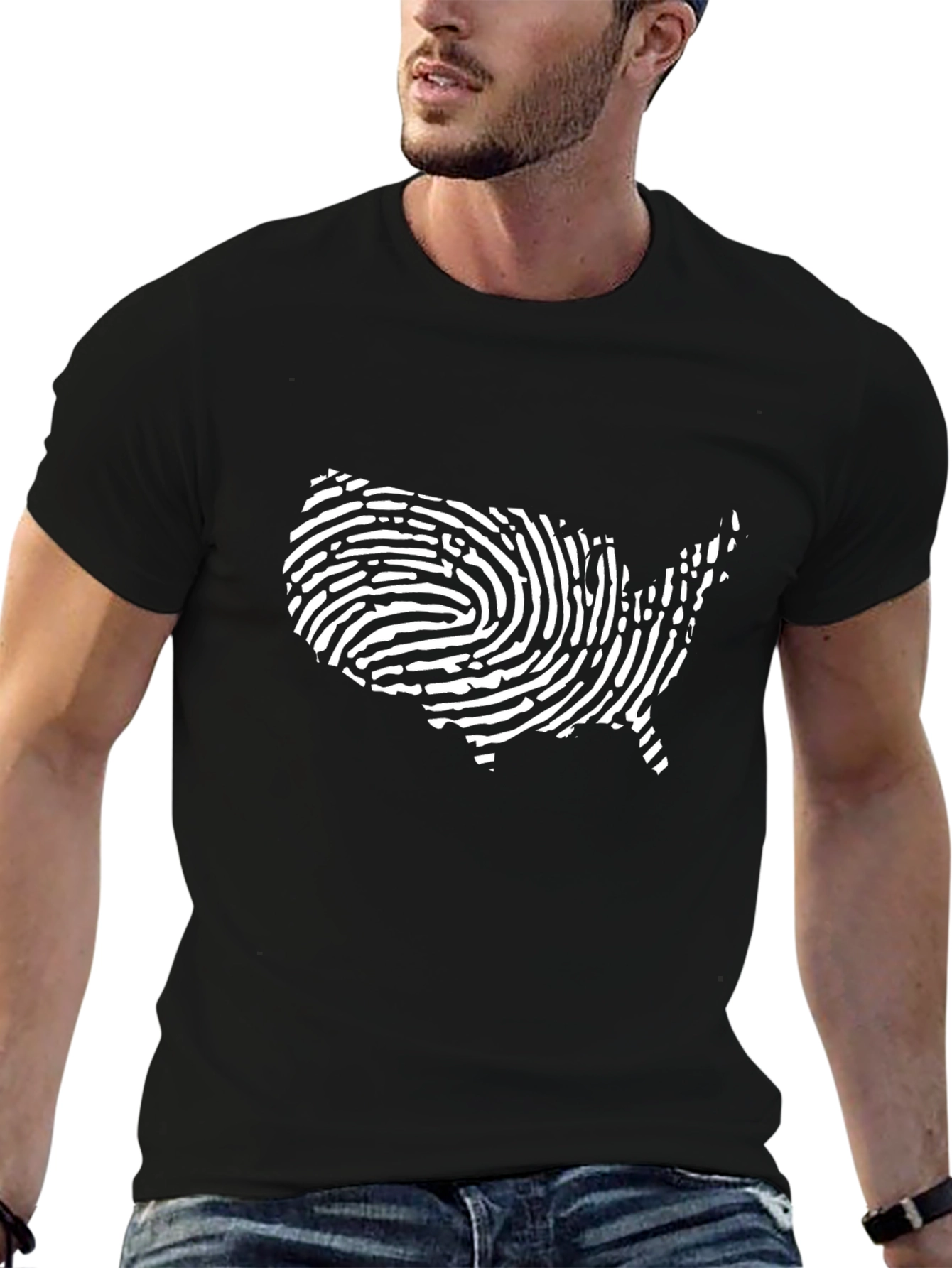 USA Fingerprint Graphic T-Shirt - Patriotic Pride