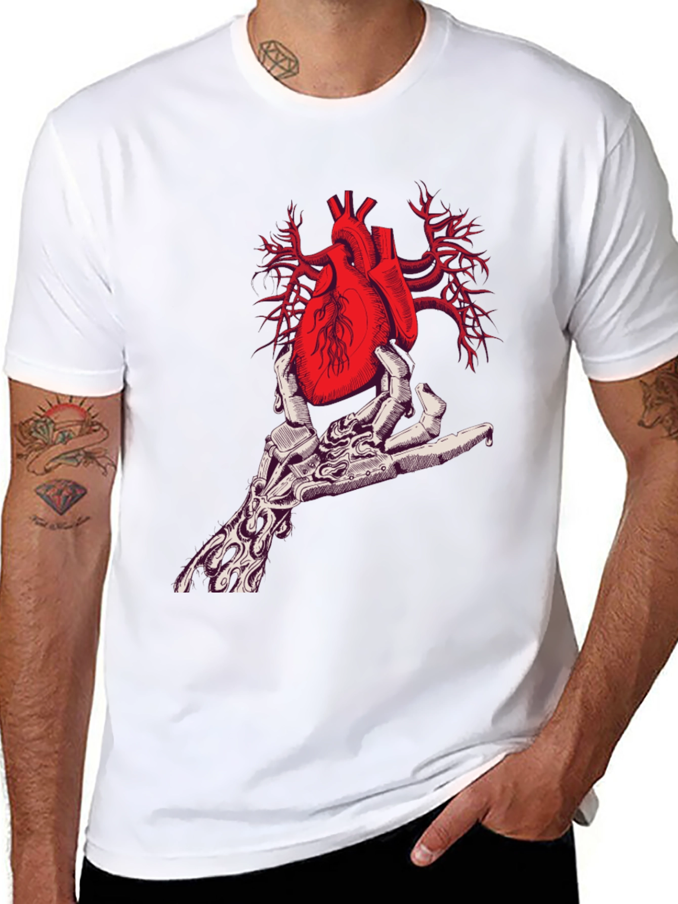 Anatomical Heart in Hand Graphic Tee - Unique Design