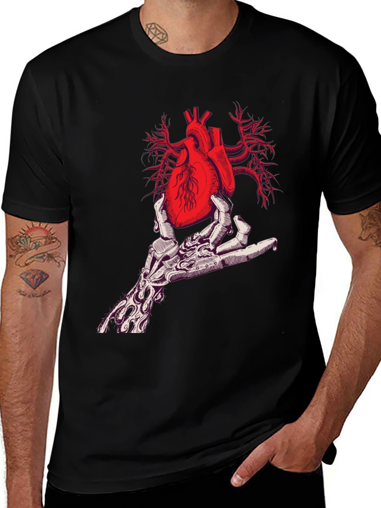 Anatomical Heart in Hand Graphic Tee - Unique Design