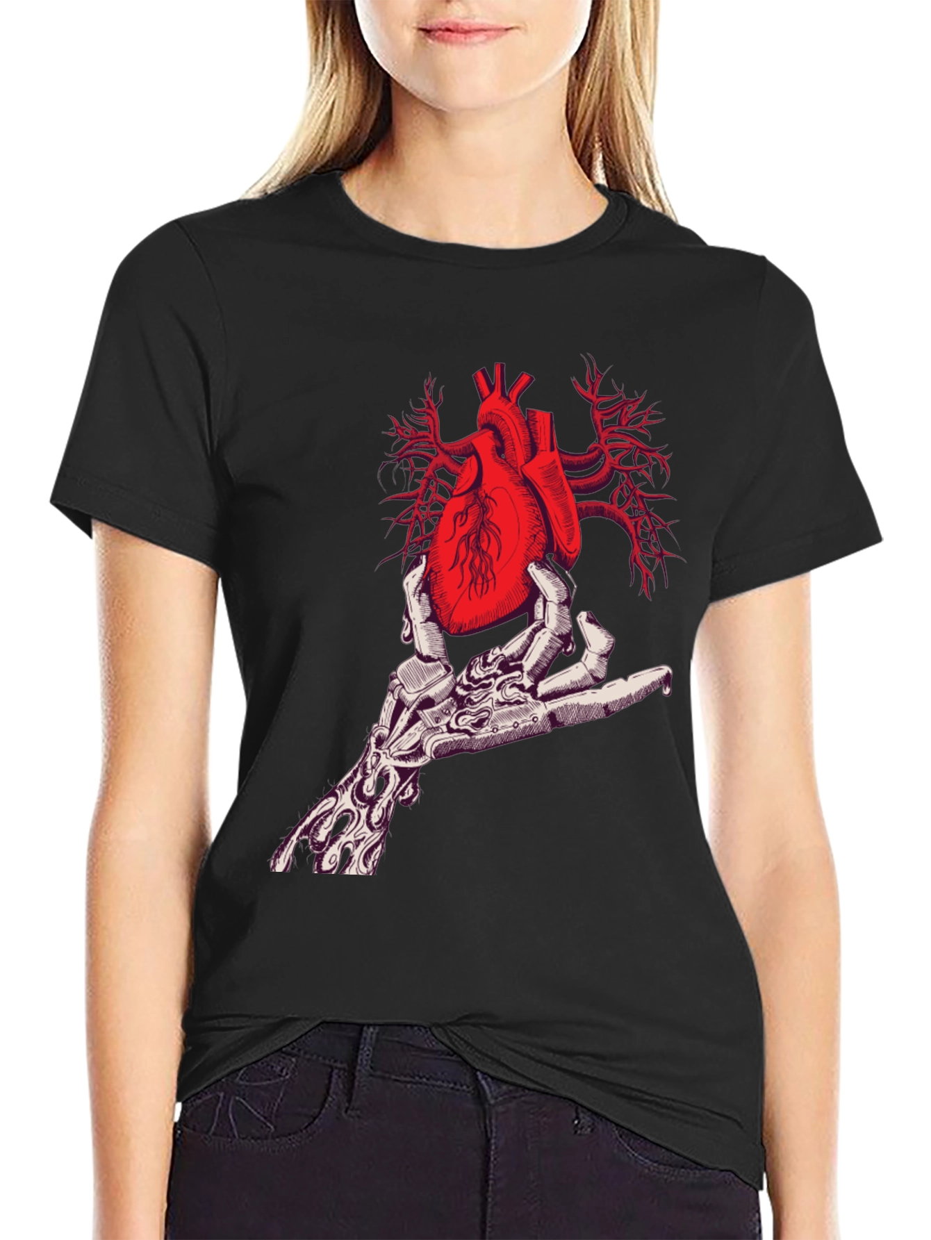 Anatomical Heart in Hand Graphic Tee - Unique Design