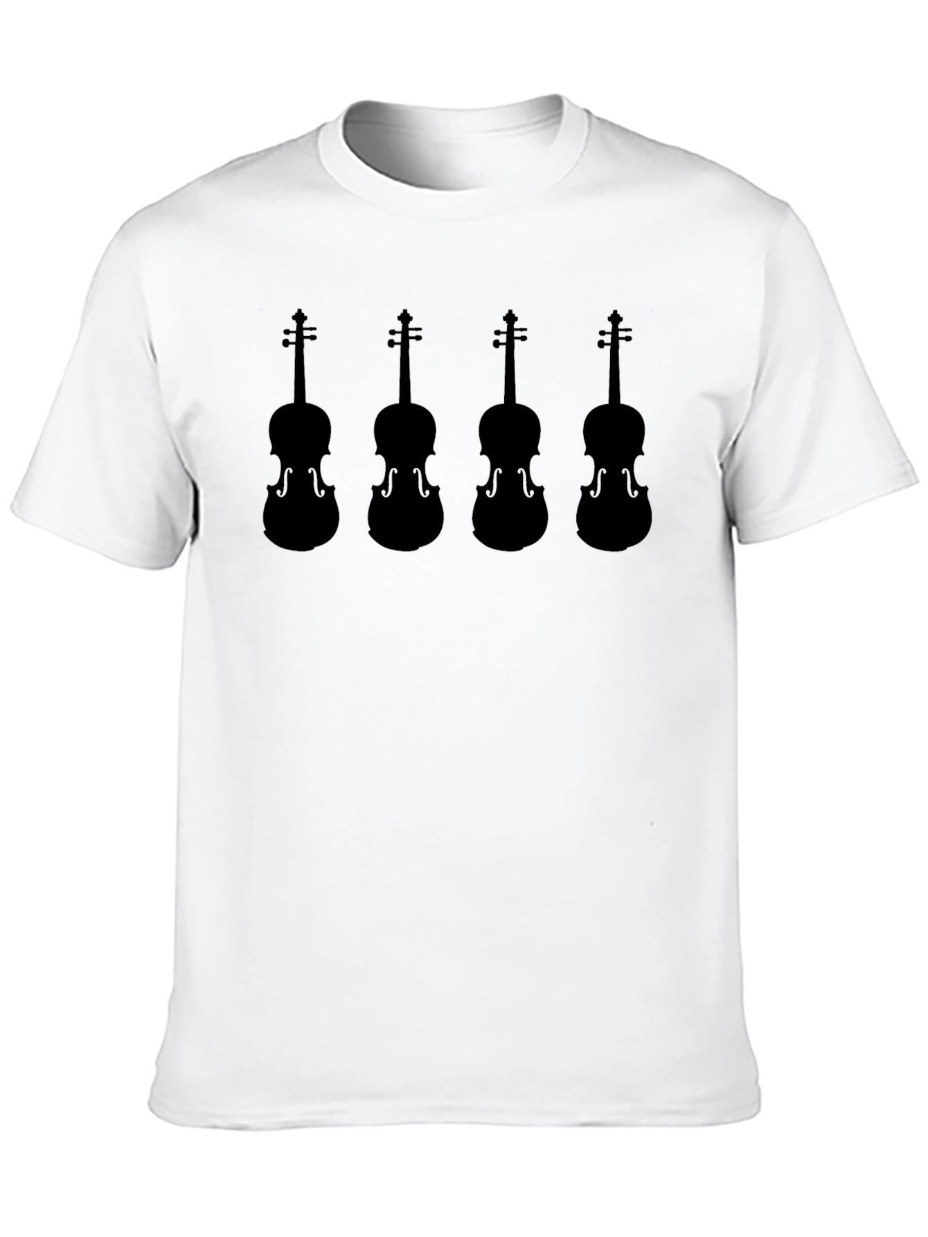 Violin Silhouette Graphic Tee - Black Cotton T-Shirt