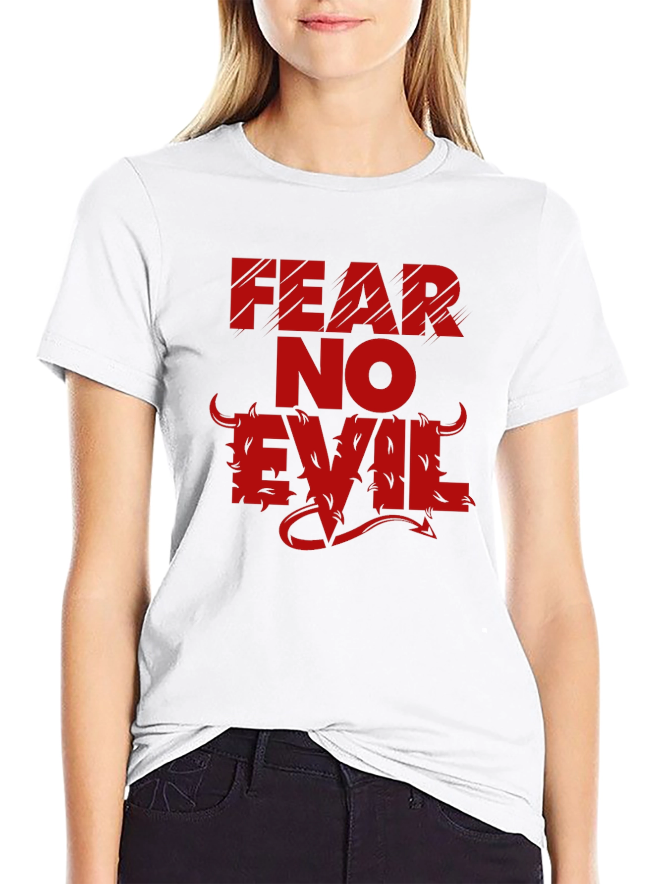 Fear No Evil Graphic T-Shirt - Bold Red Design