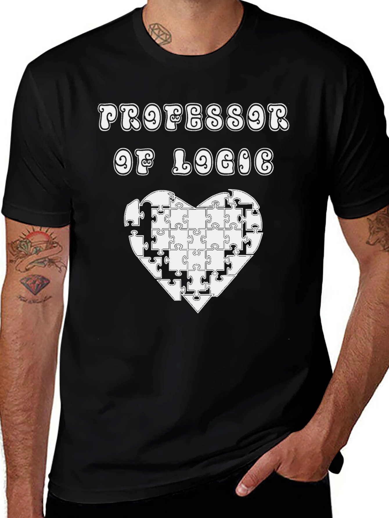 Professor of Logic Puzzle Heart Graphic Tee