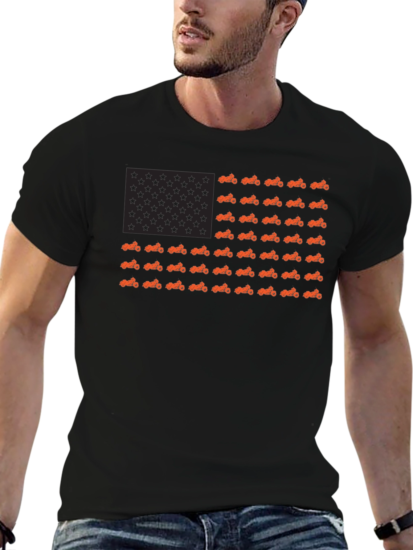 American Flag Motorcycle T-Shirt