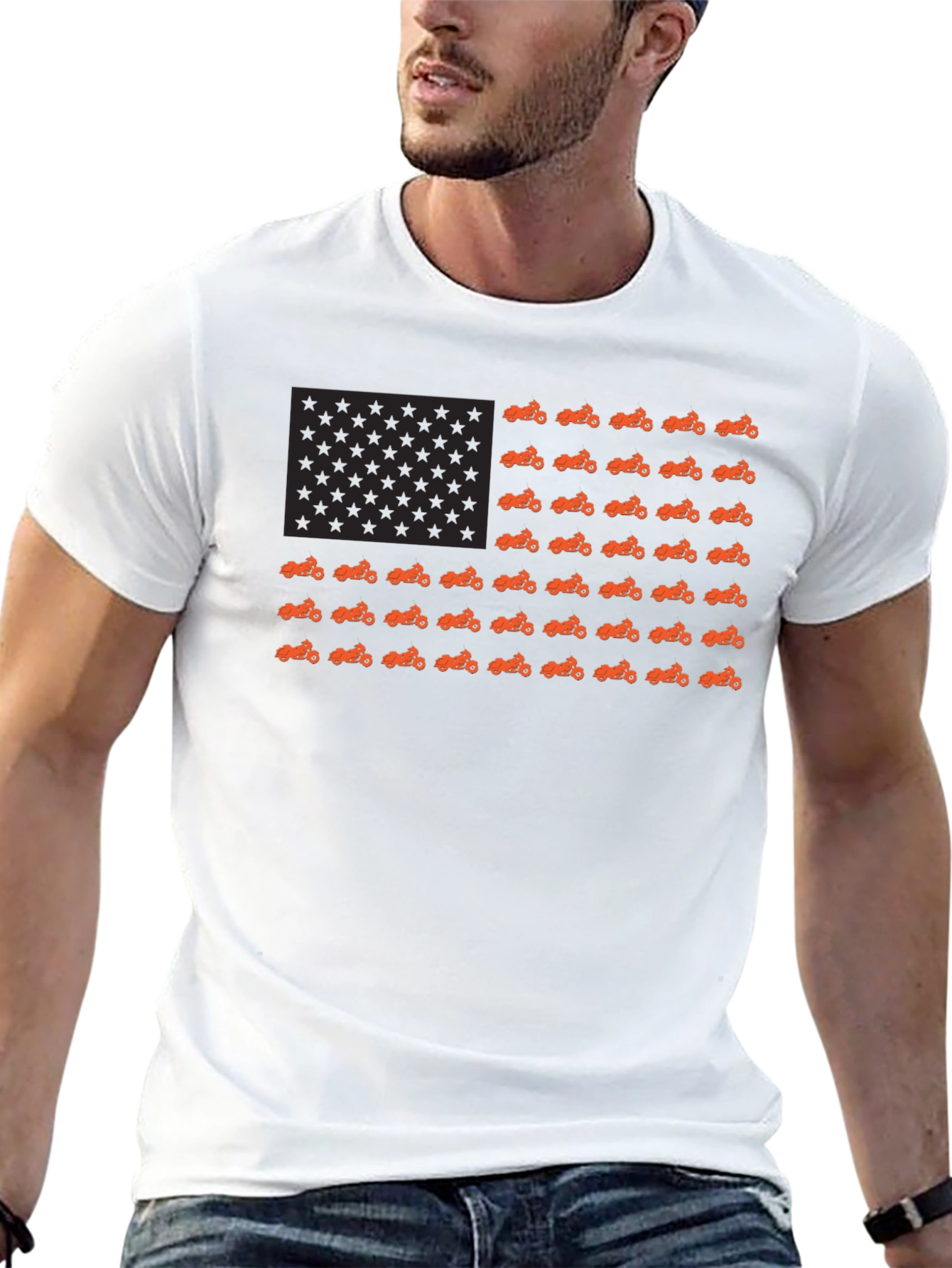 American Flag Motorcycle T-Shirt