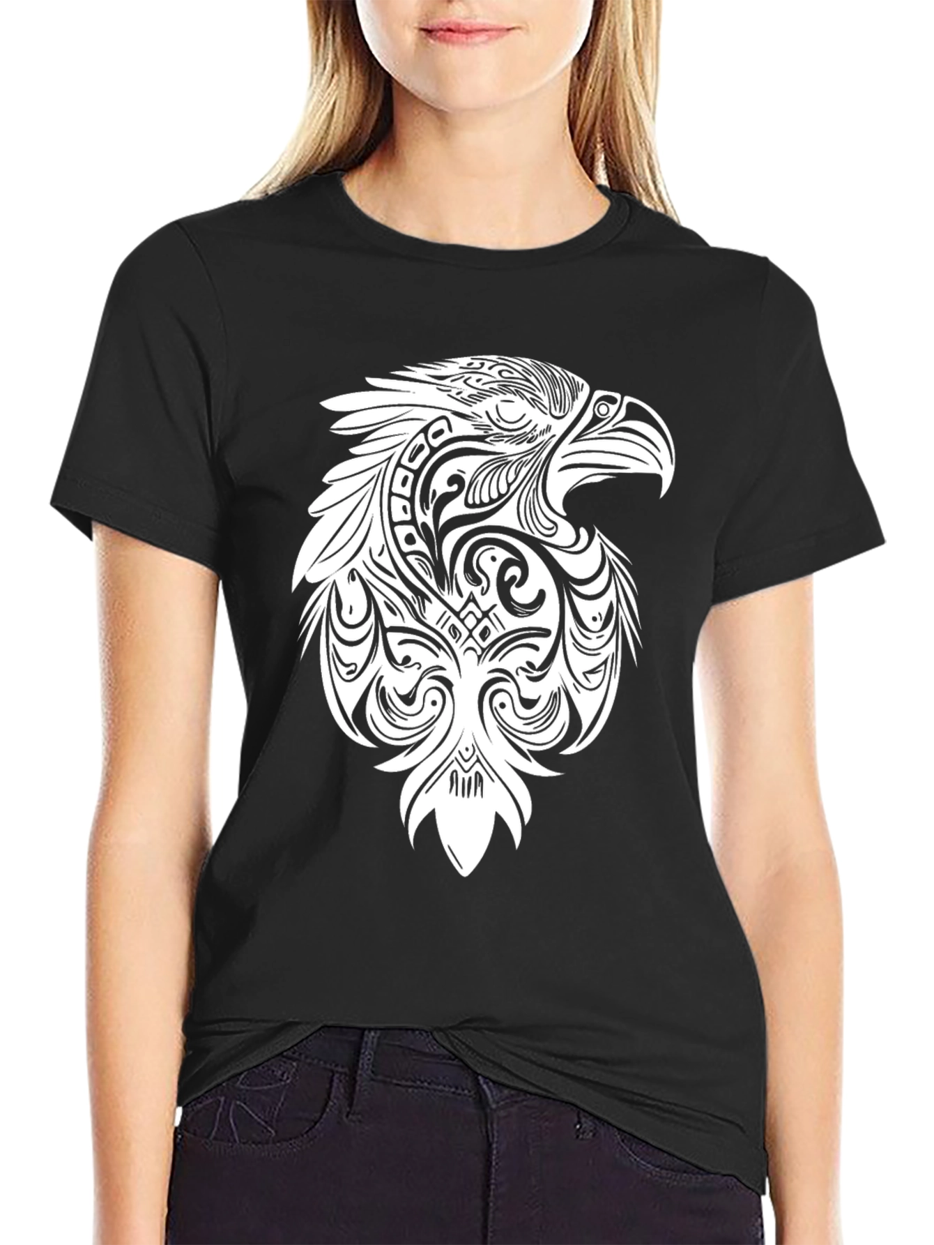 Tribal Eagle Graphic Black T-Shirt