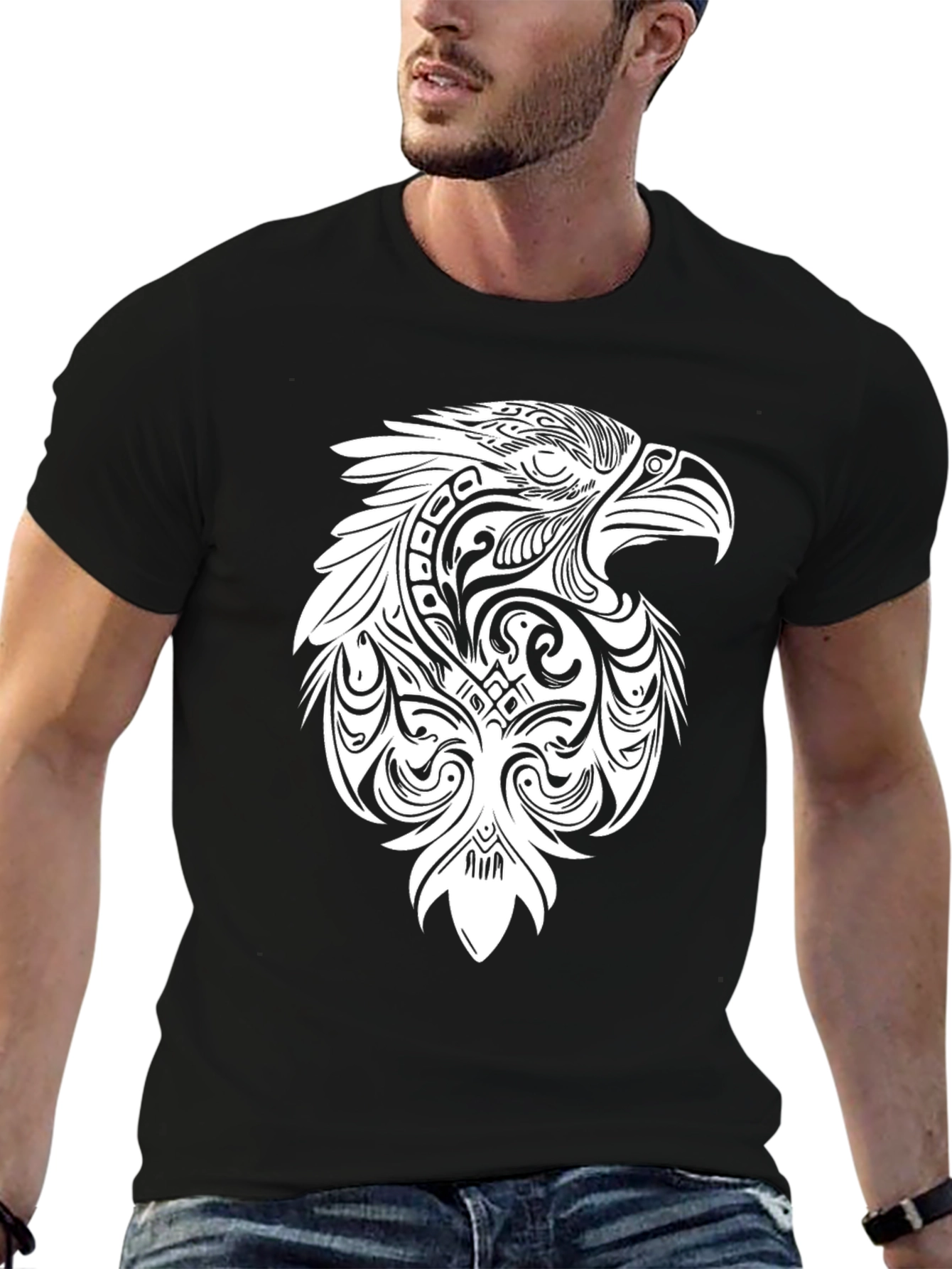 Tribal Eagle Graphic Black T-Shirt