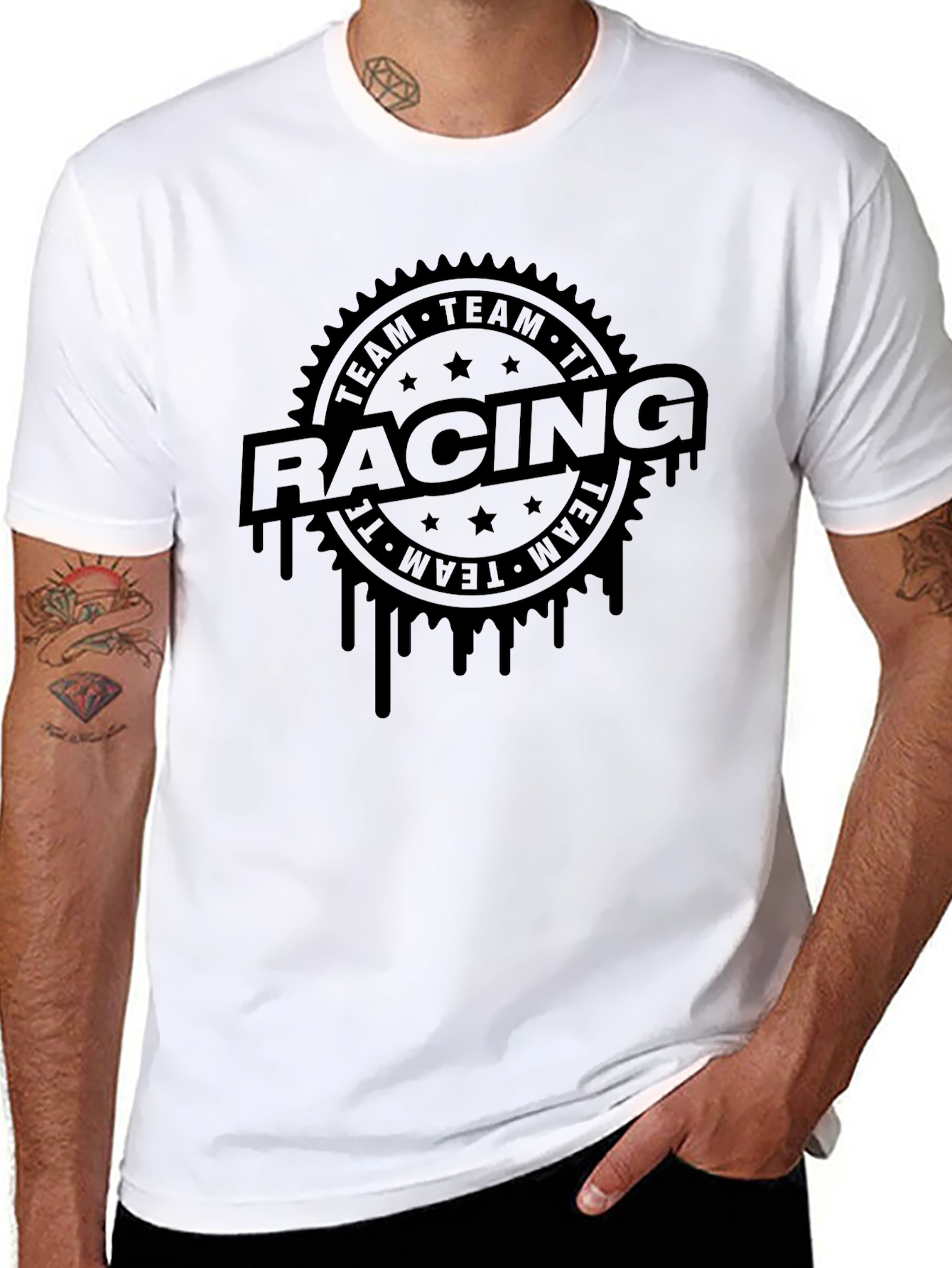 Team Racing Black Graphic T-Shirt