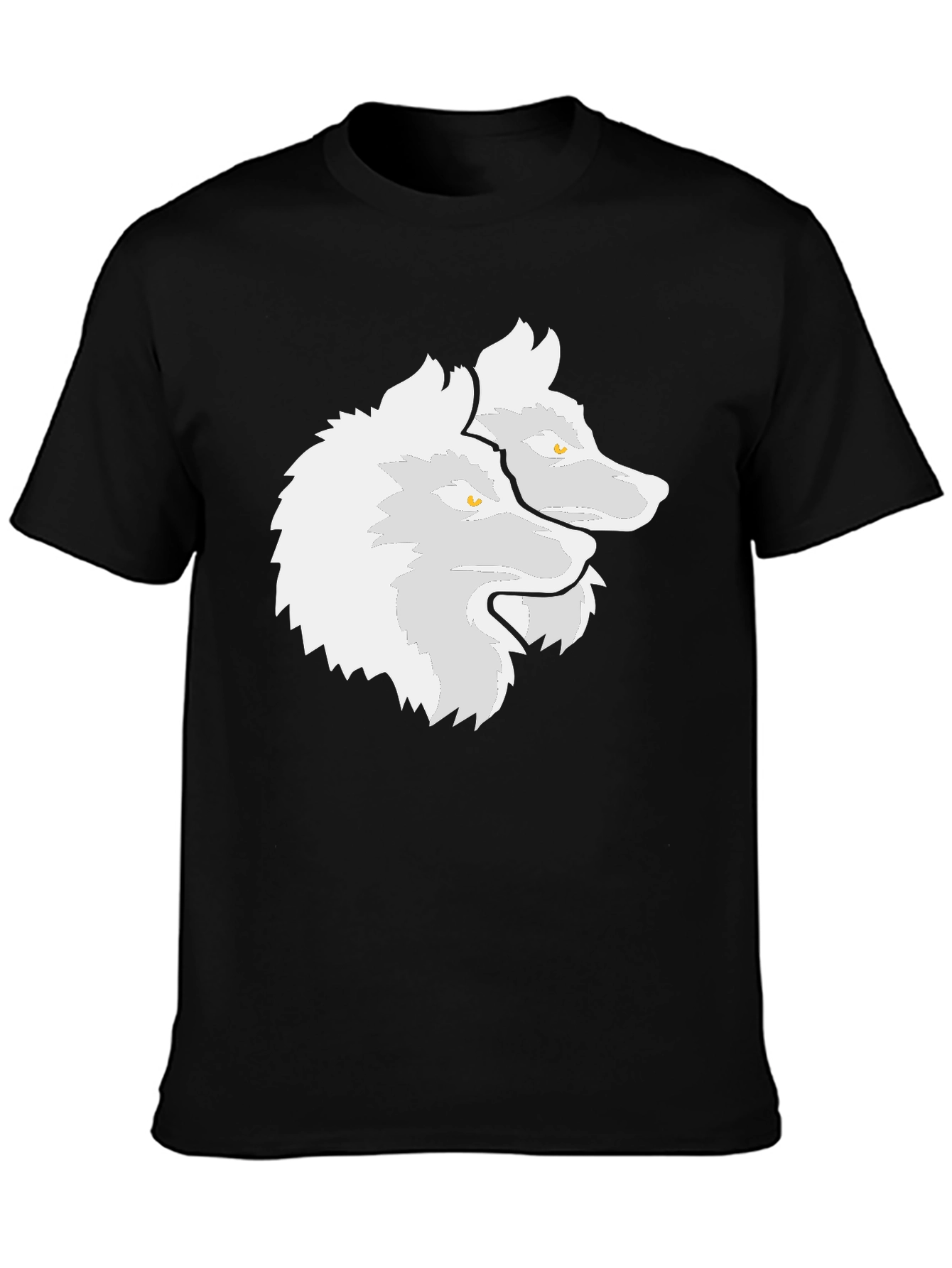 Two Headed Wolf Graphic Tee - Mens Black T-Shirt