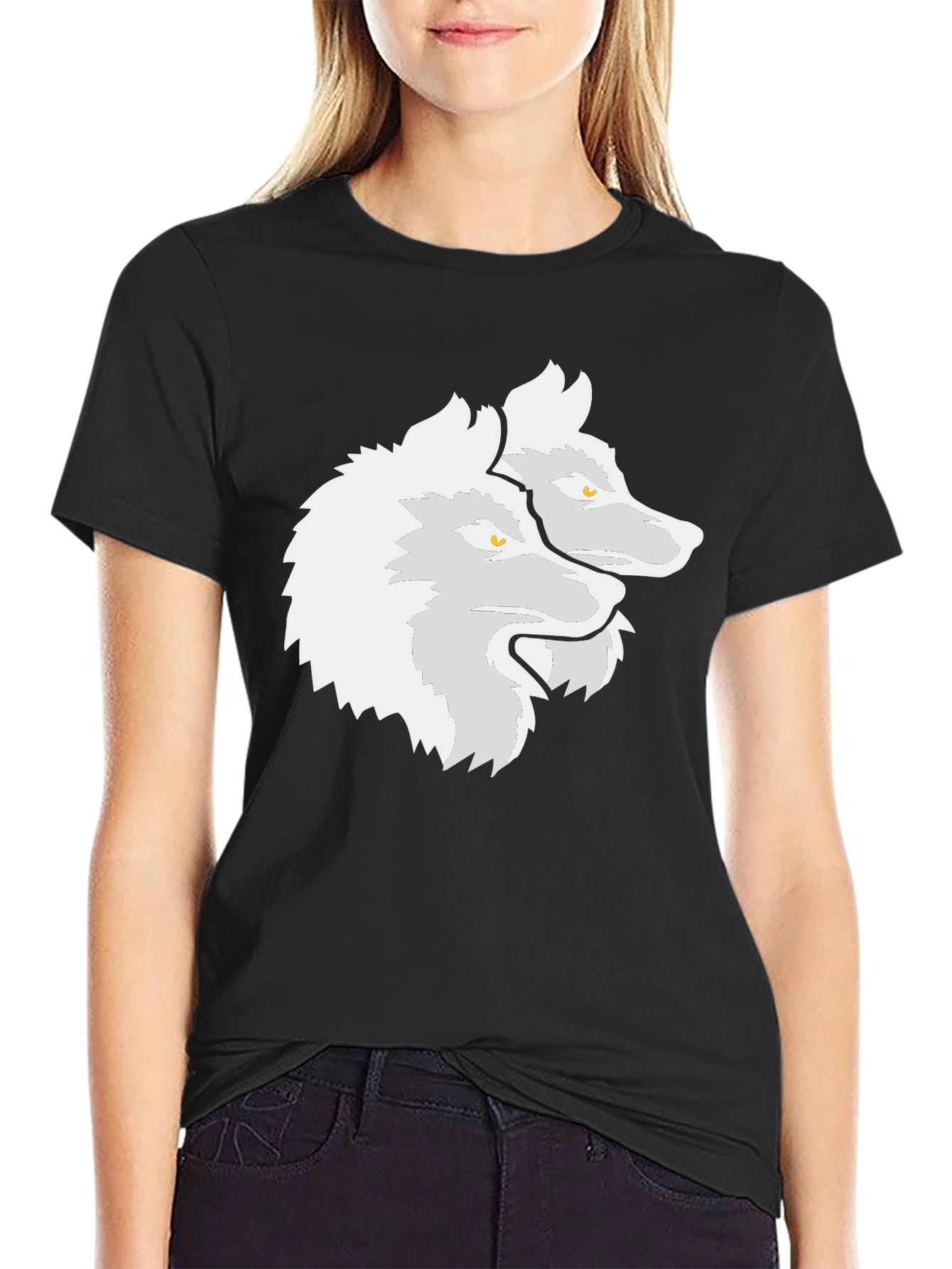 Two Headed Wolf Graphic Tee - Mens Black T-Shirt
