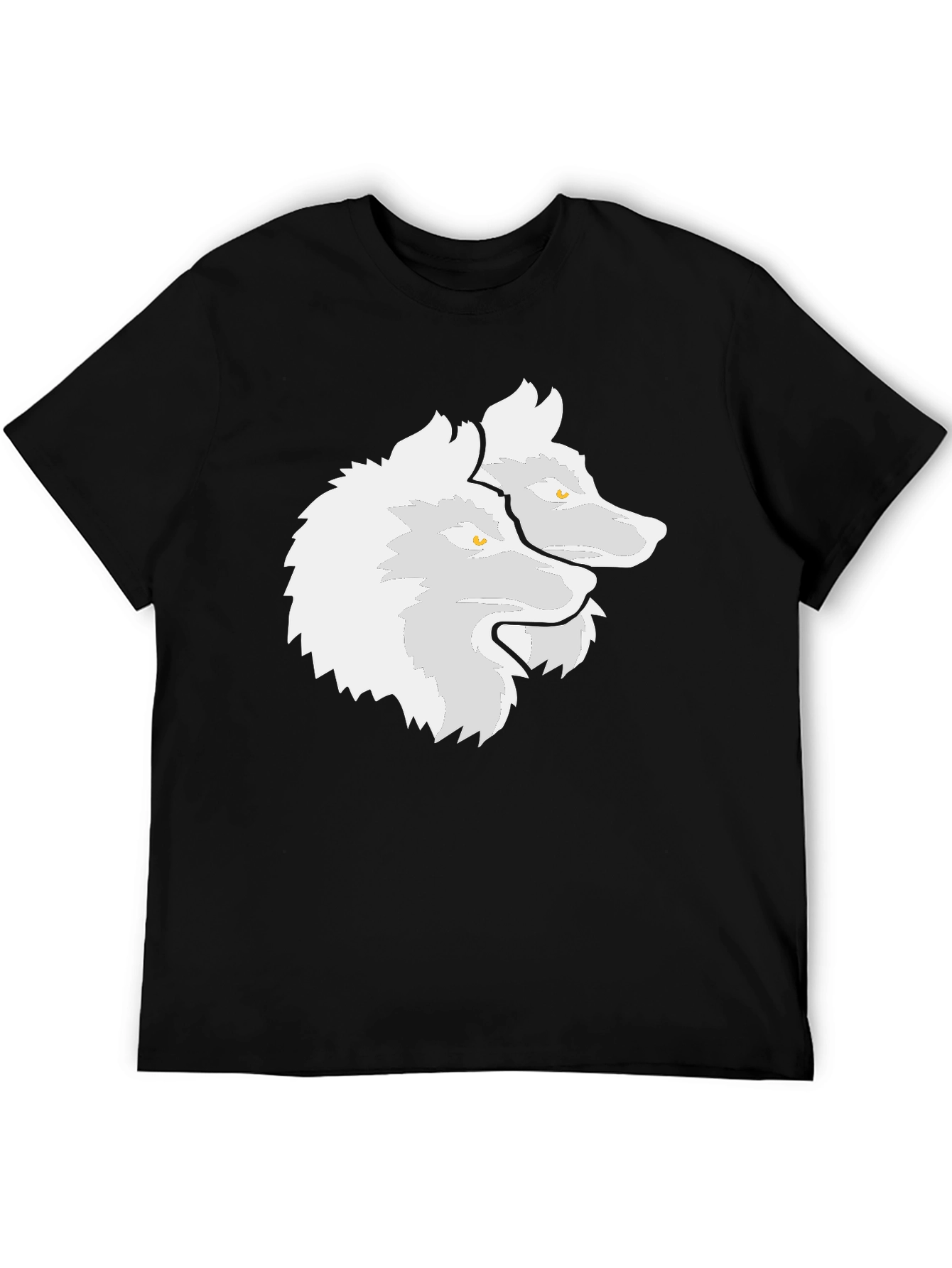 Two Headed Wolf Graphic Tee - Mens Black T-Shirt