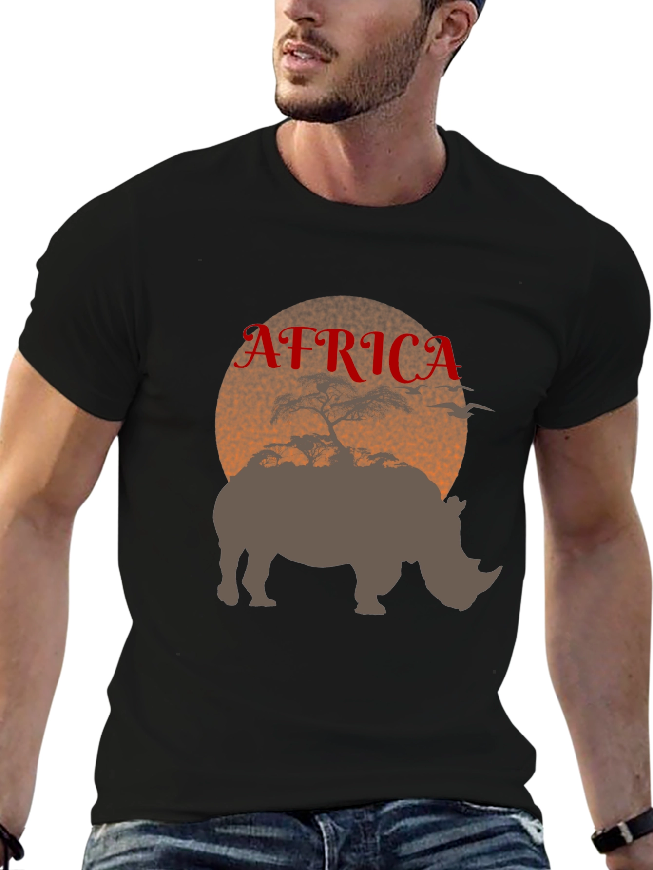 Africa Rhino Silhouette Graphic Tee