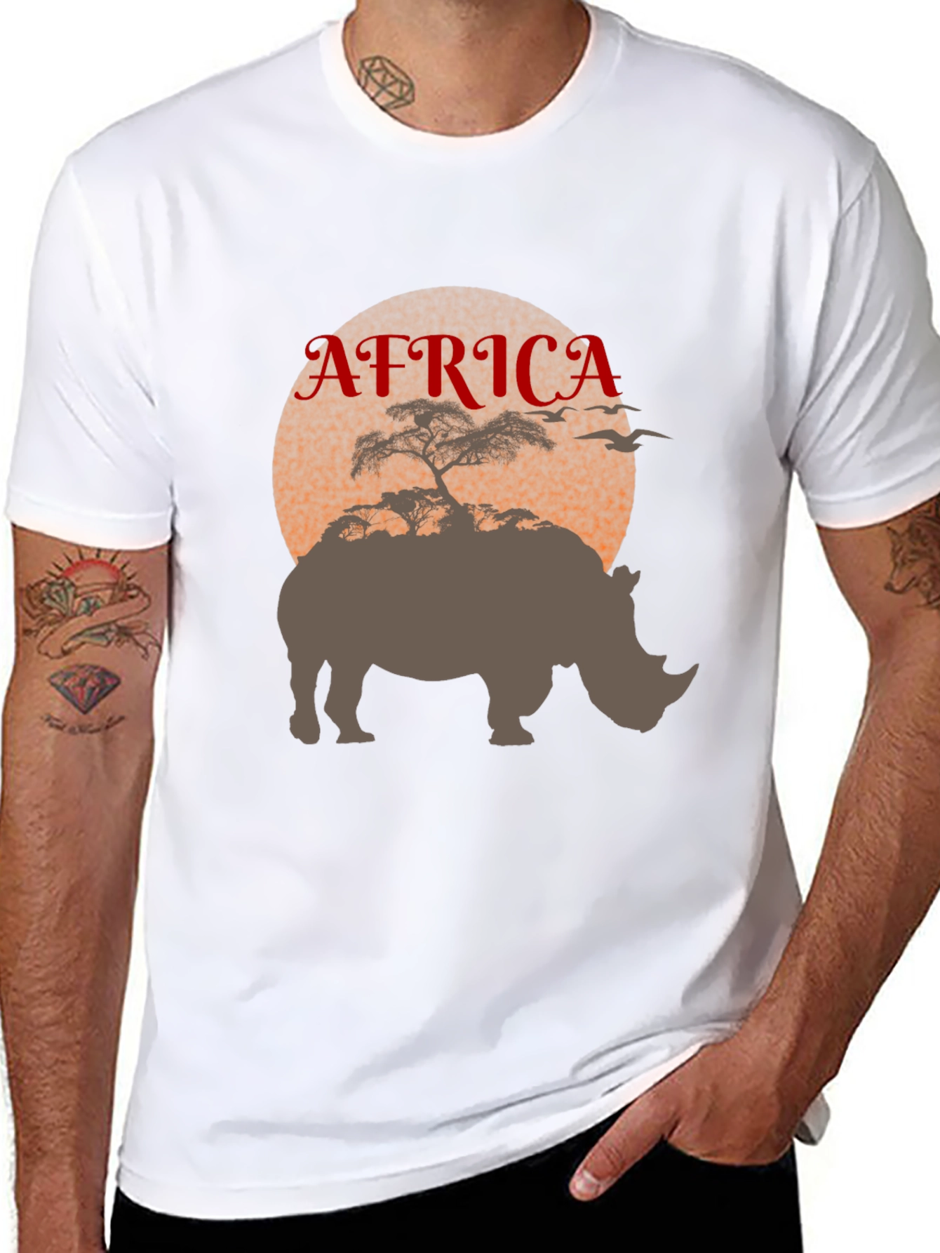 Africa Rhino Silhouette Graphic Tee
