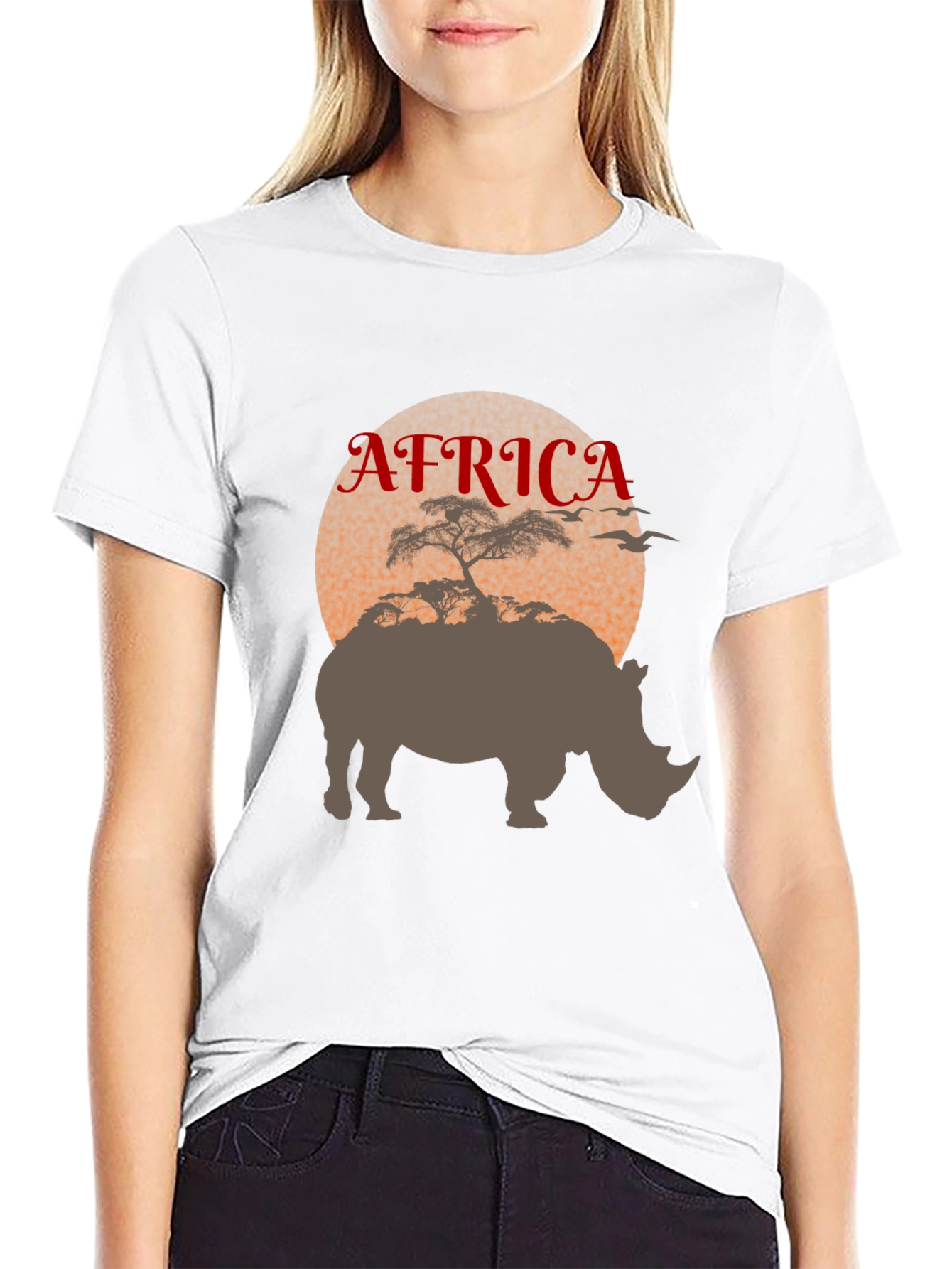 Africa Rhino Silhouette Graphic Tee