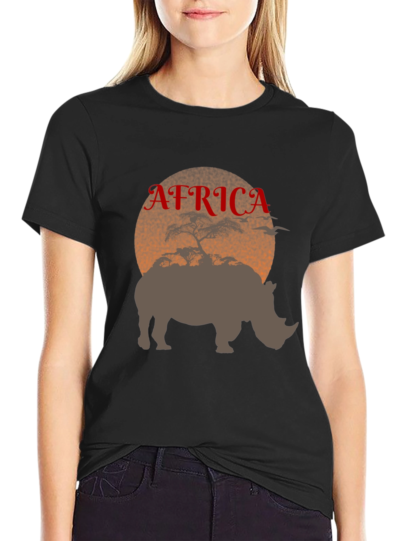 Africa Rhino Silhouette Graphic Tee