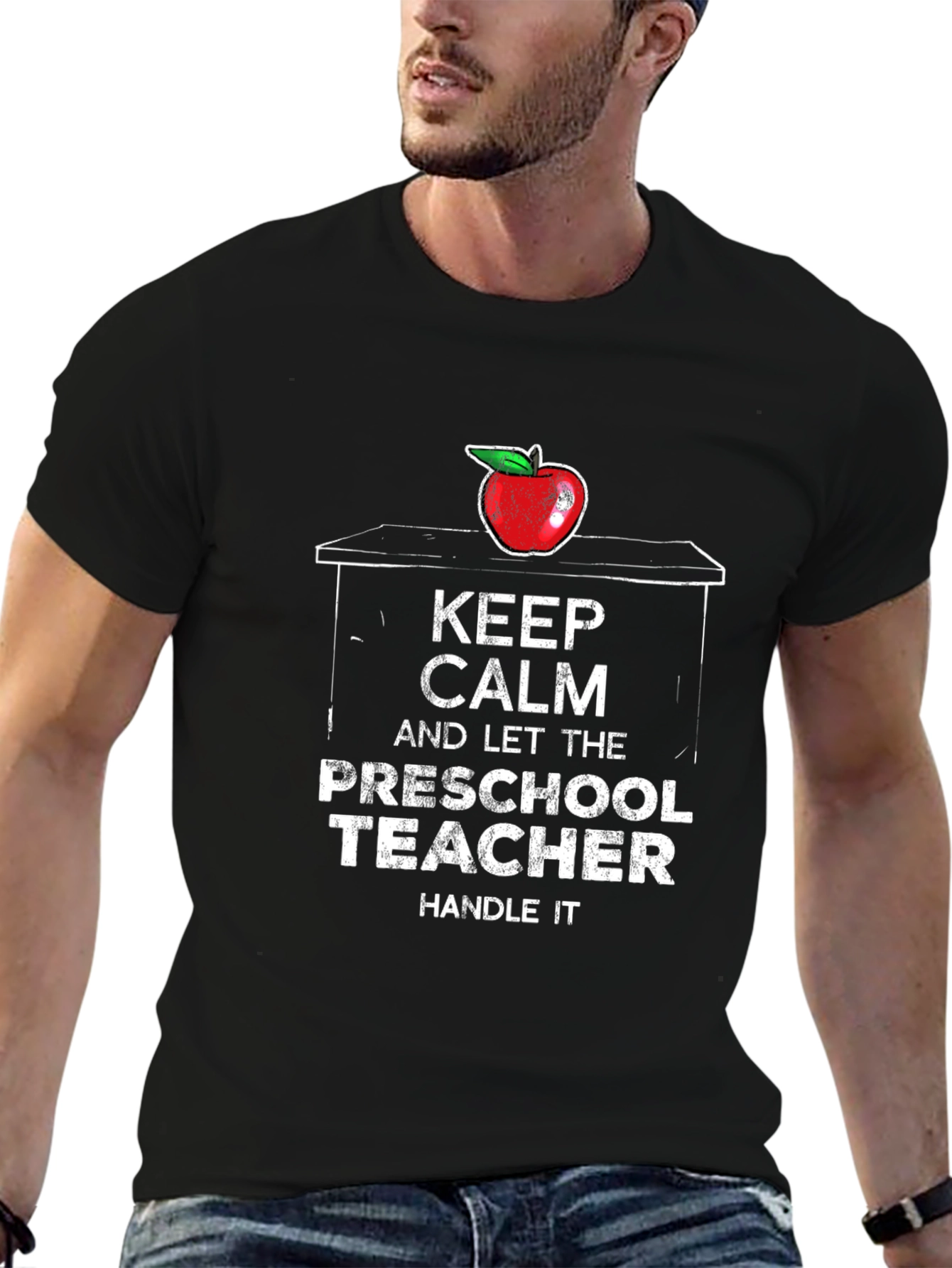 Keep Calm Preschool Teacher Black T-Shirt