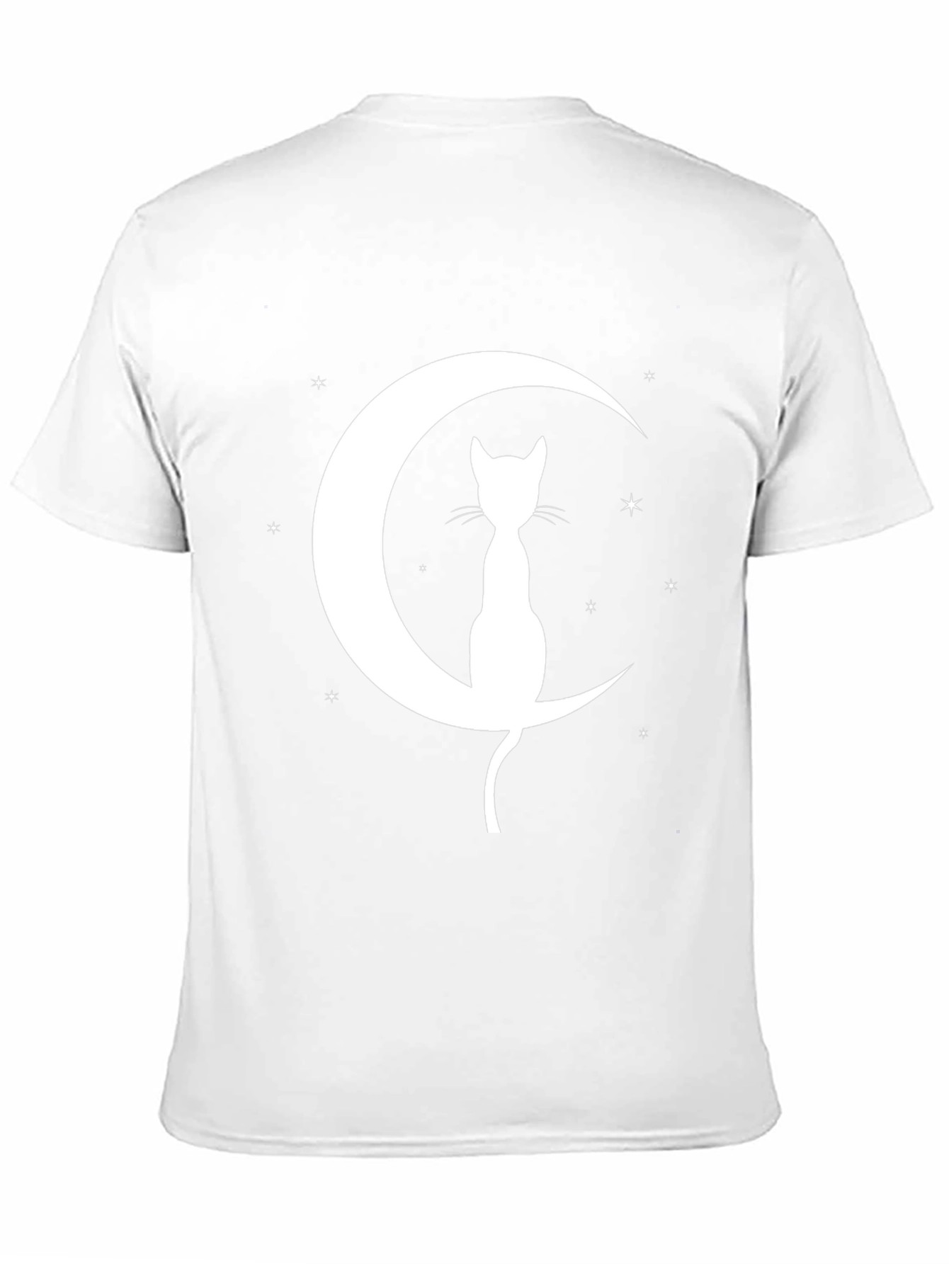 Cat on Moon Graphic Tee - Black Cotton Blend