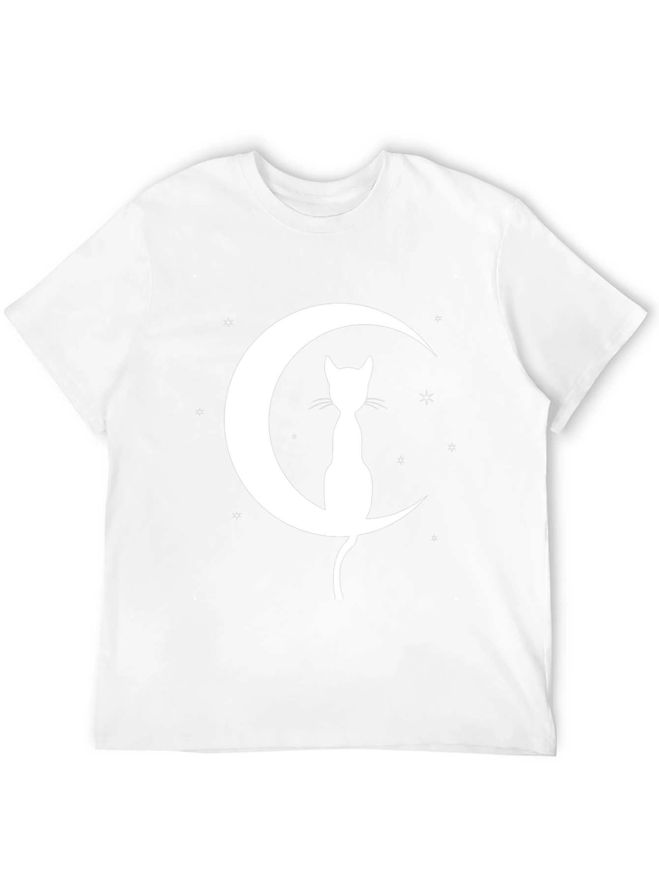 Cat on Moon Graphic Tee - Black Cotton Blend