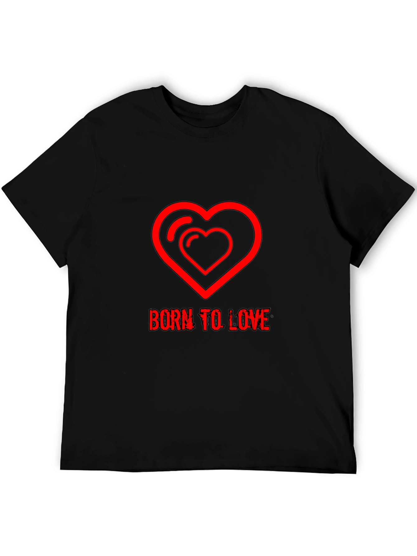 Born to Love Red Heart Graphic Black T-Shirt
