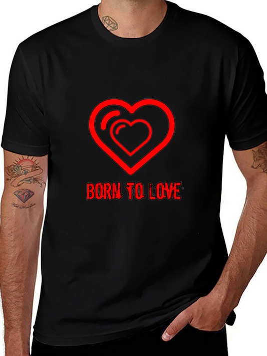 Born to Love Red Heart Graphic Black T-Shirt