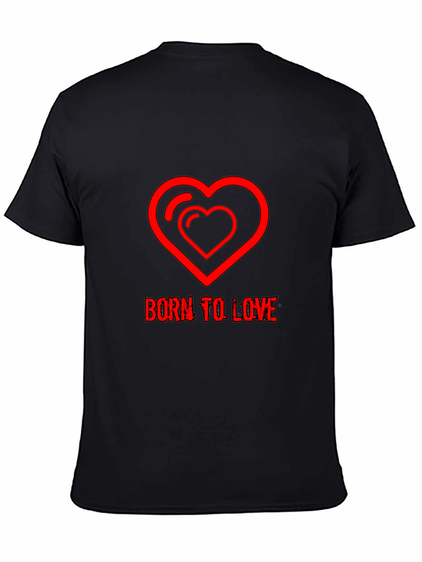 Born to Love Red Heart Graphic Black T-Shirt