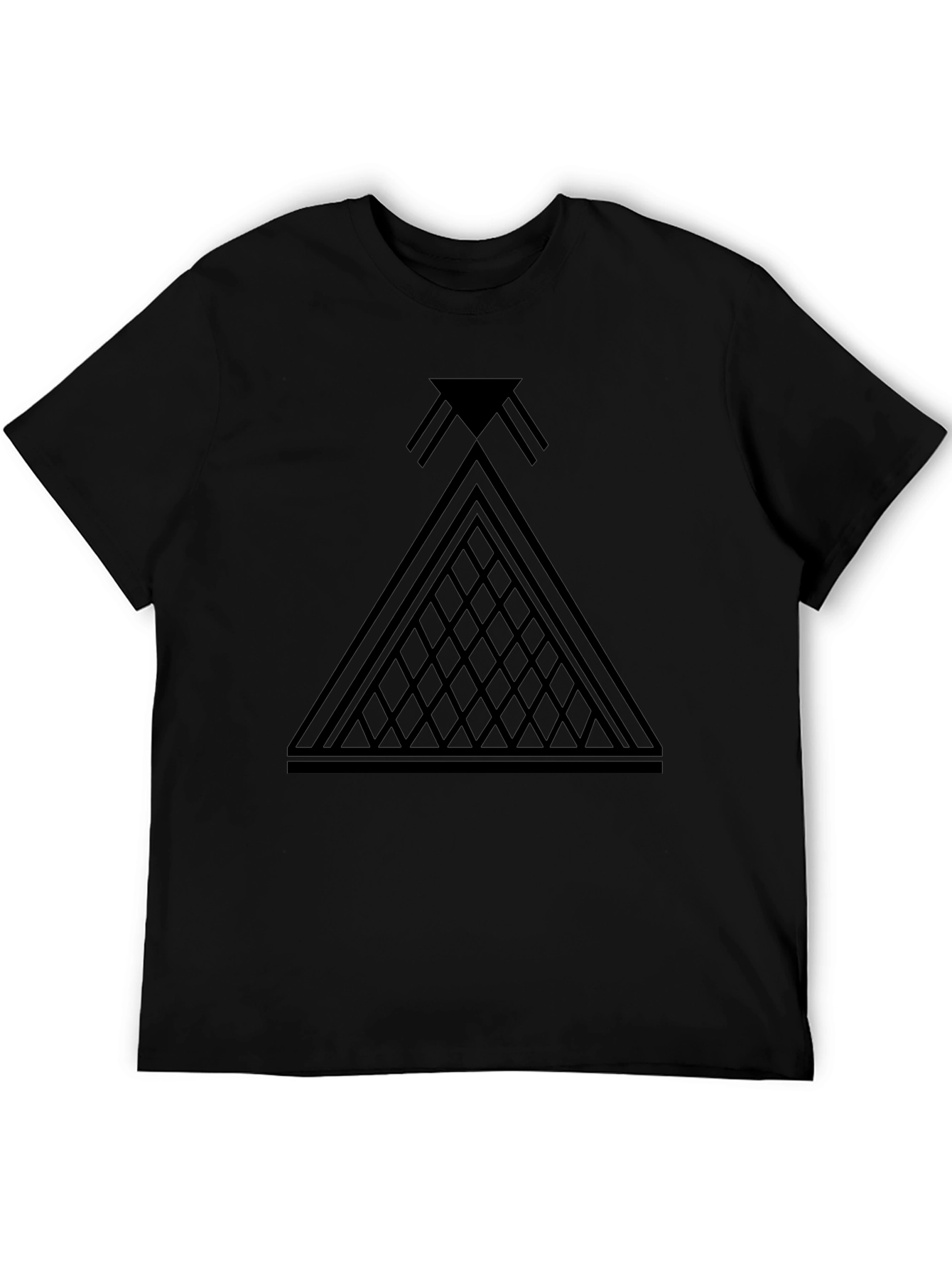 Mens Black Graphic Tee - Pyramid Design