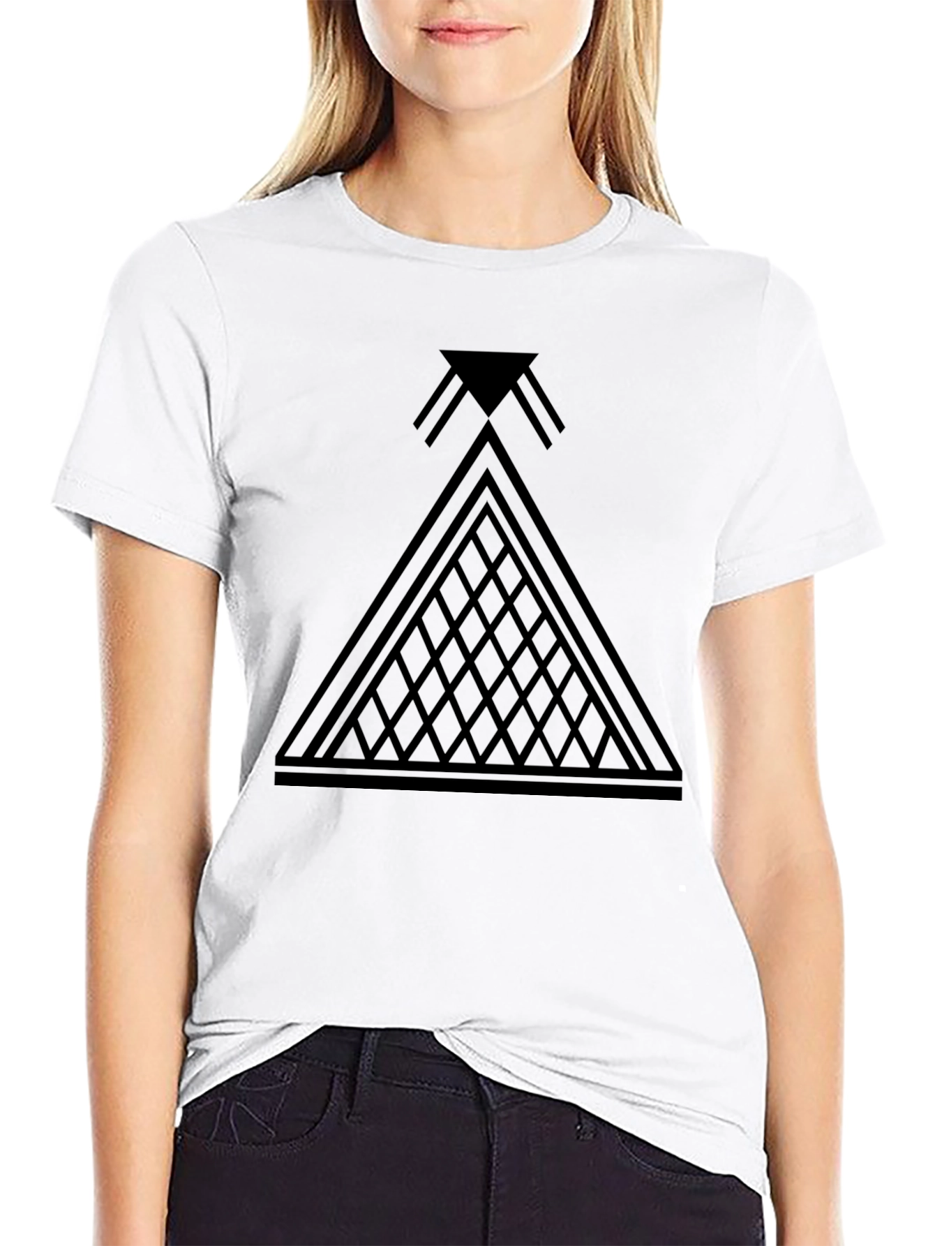 Mens Black Graphic Tee - Pyramid Design