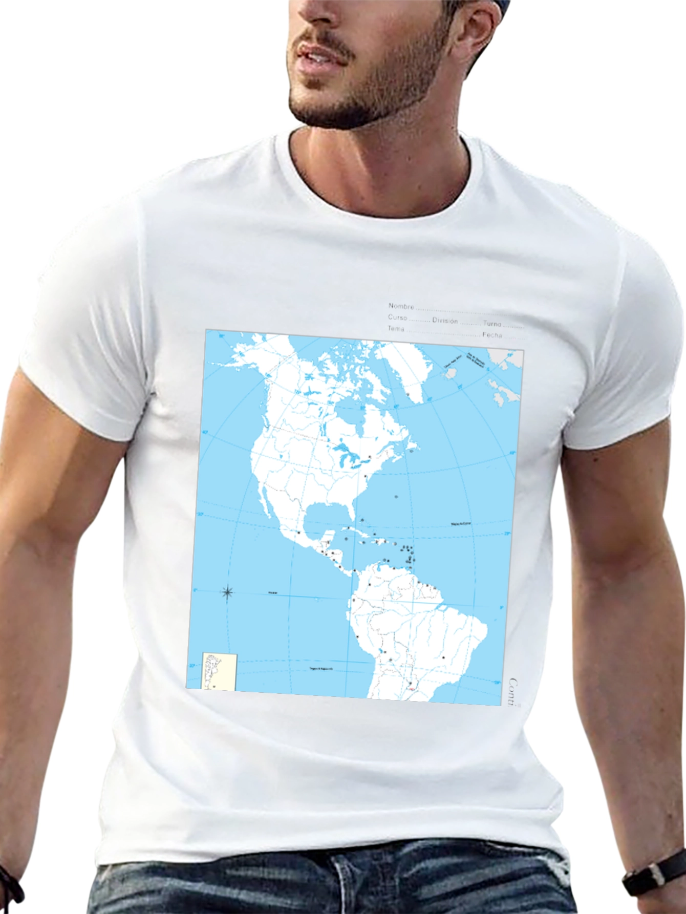 Americas Map Graphic Tee - Black Cotton T-Shirt