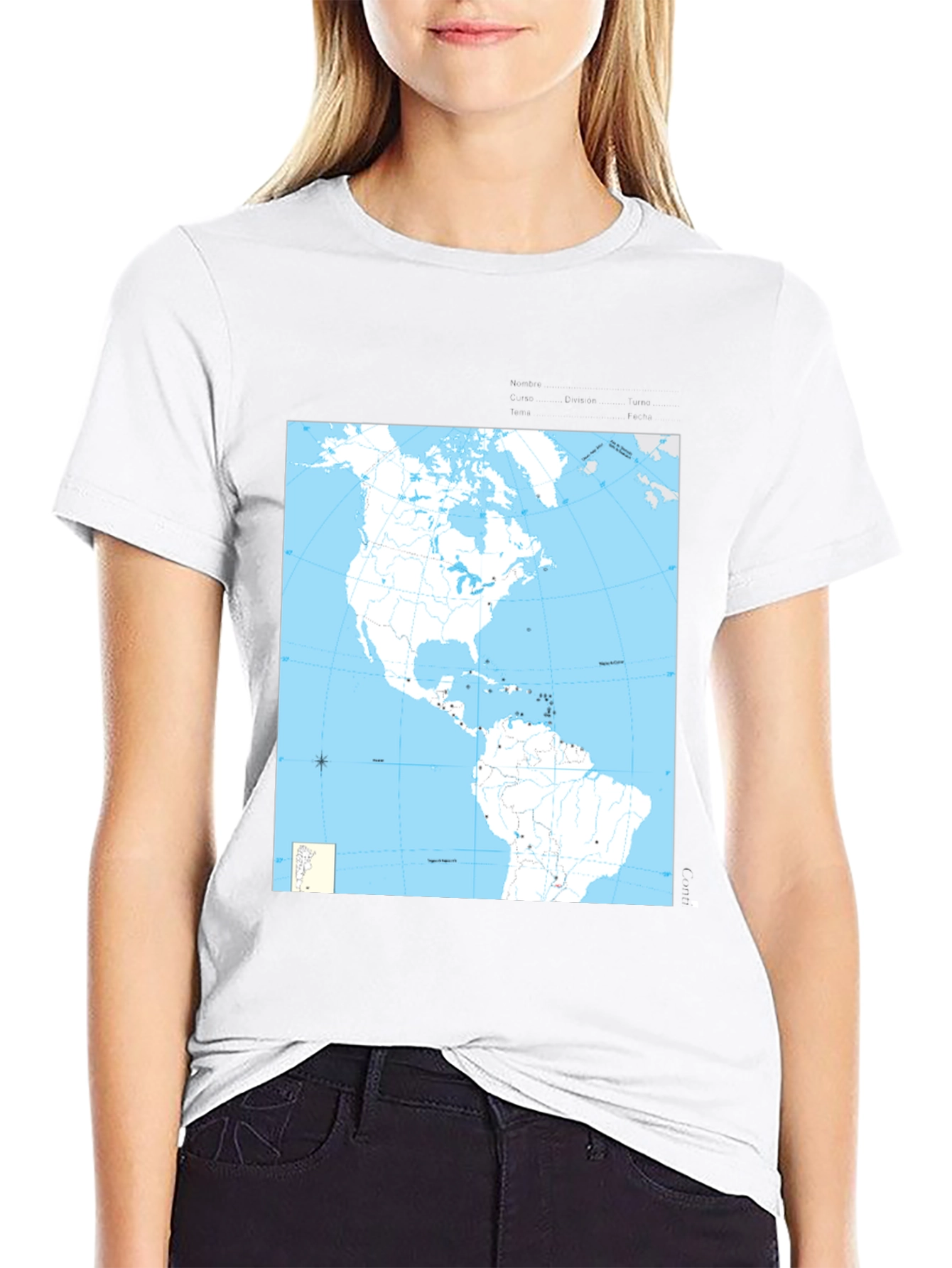 Americas Map Graphic Tee - Black Cotton T-Shirt