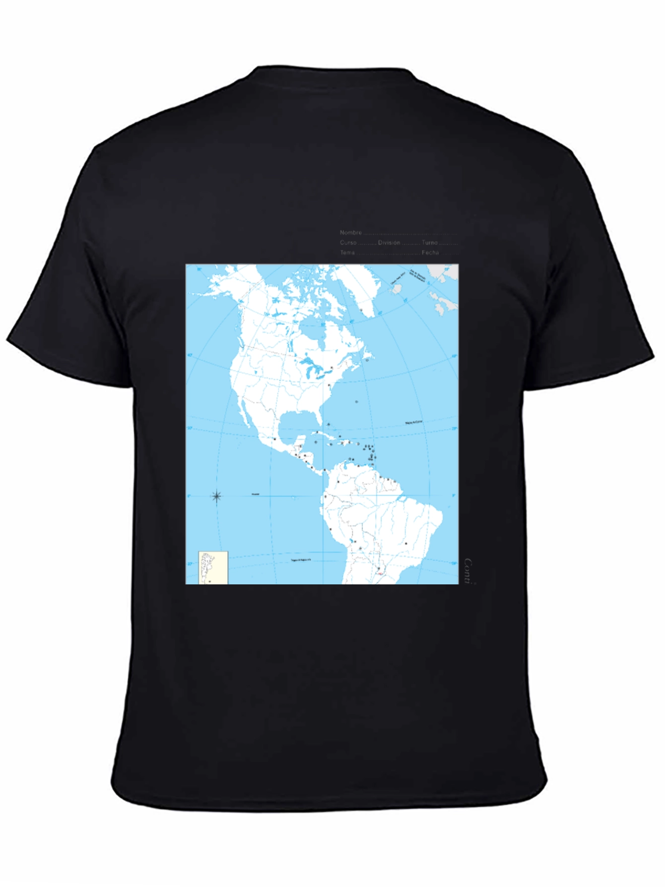 Americas Map Graphic Tee - Black Cotton T-Shirt