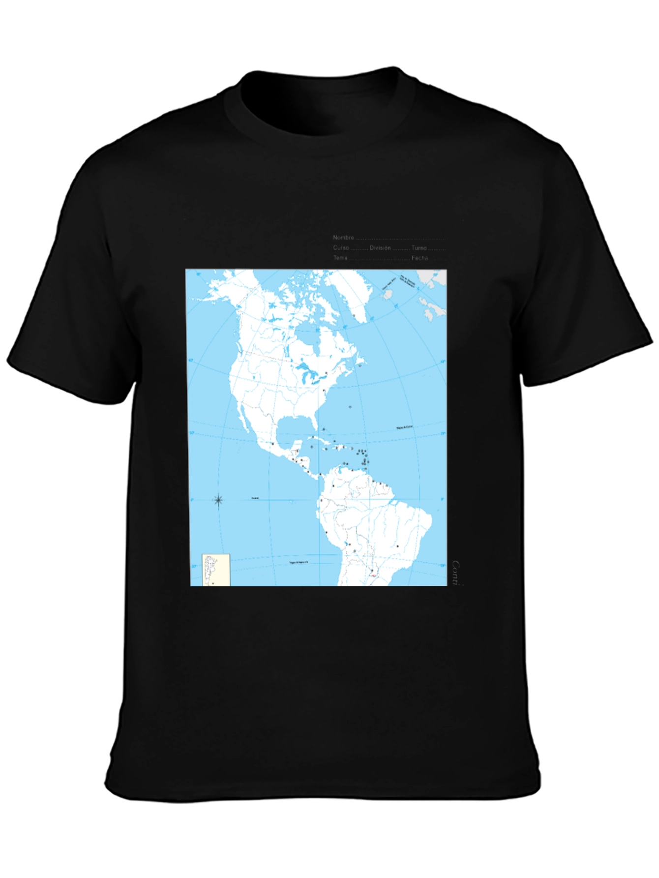 Americas Map Graphic Tee - Black Cotton T-Shirt