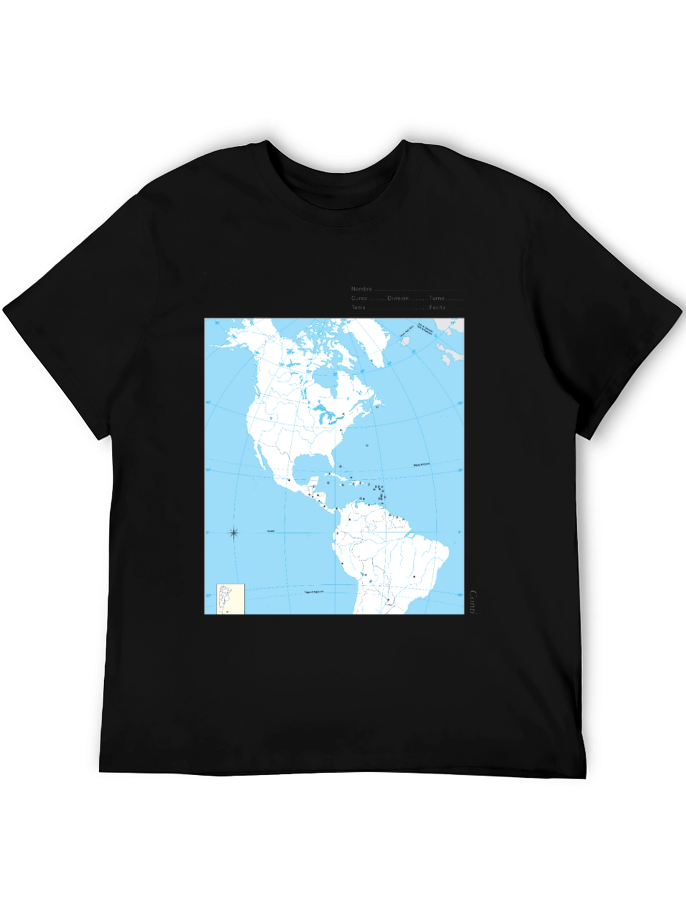 Americas Map Graphic Tee - Black Cotton T-Shirt