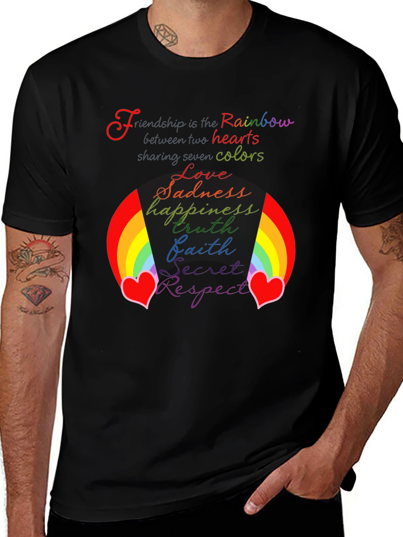 Rainbow Friendship Heart Graphic Tee