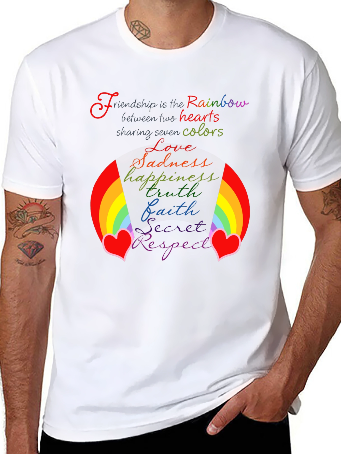 Rainbow Friendship Heart Graphic Tee