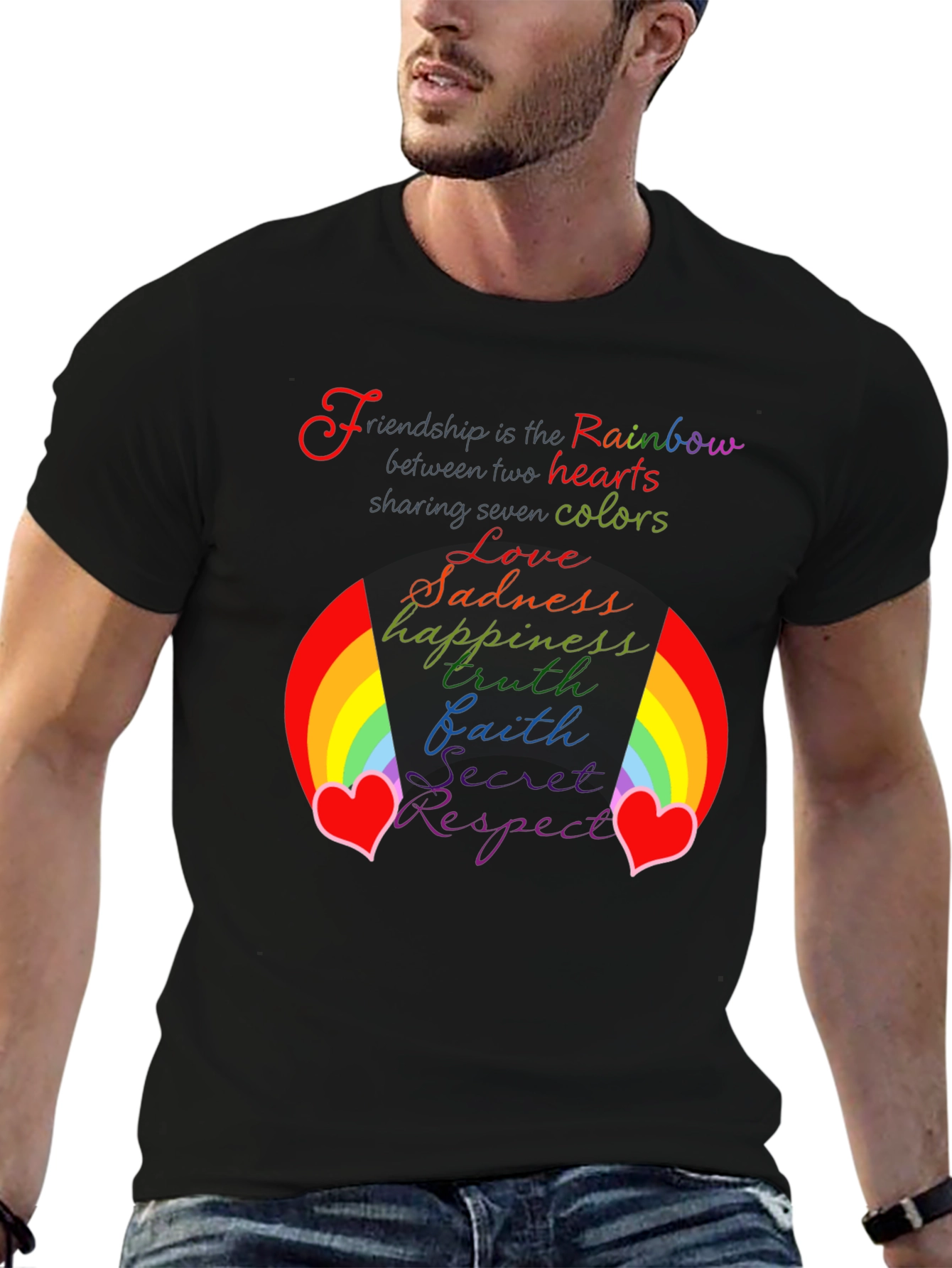 Rainbow Friendship Heart Graphic Tee
