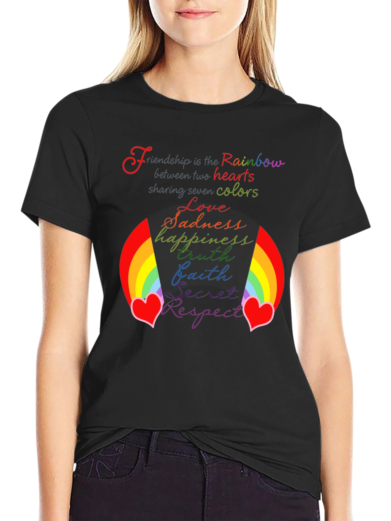 Rainbow Friendship Heart Graphic Tee