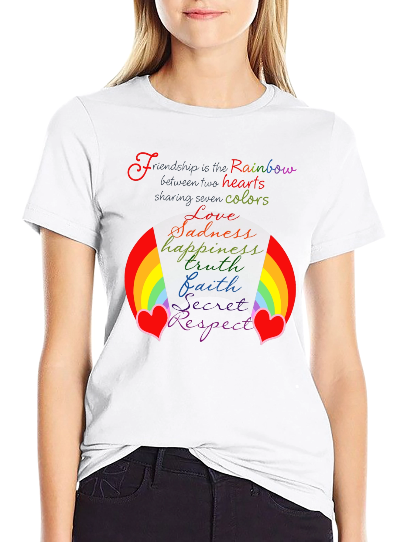 Rainbow Friendship Heart Graphic Tee