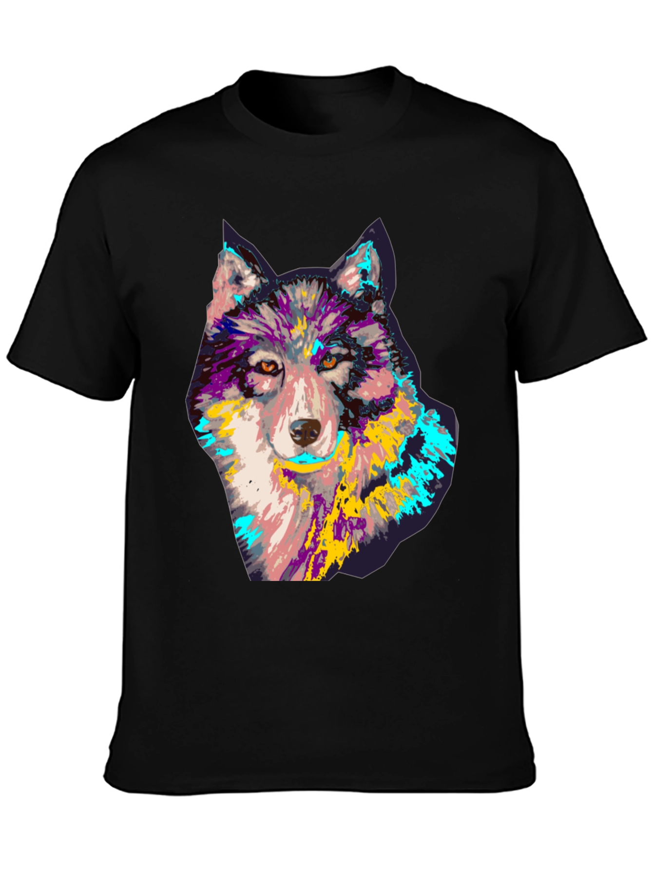 Wolf Graphic Print T-Shirt - Mens Black Tee