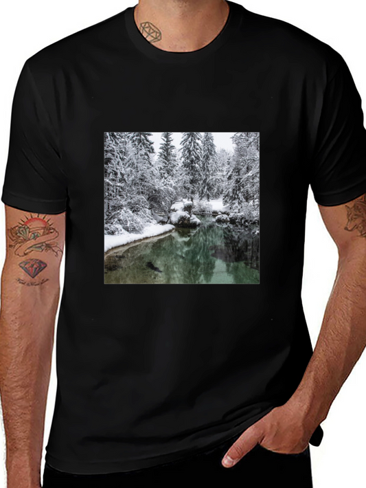 Winter Landscape Graphic Tee - Black