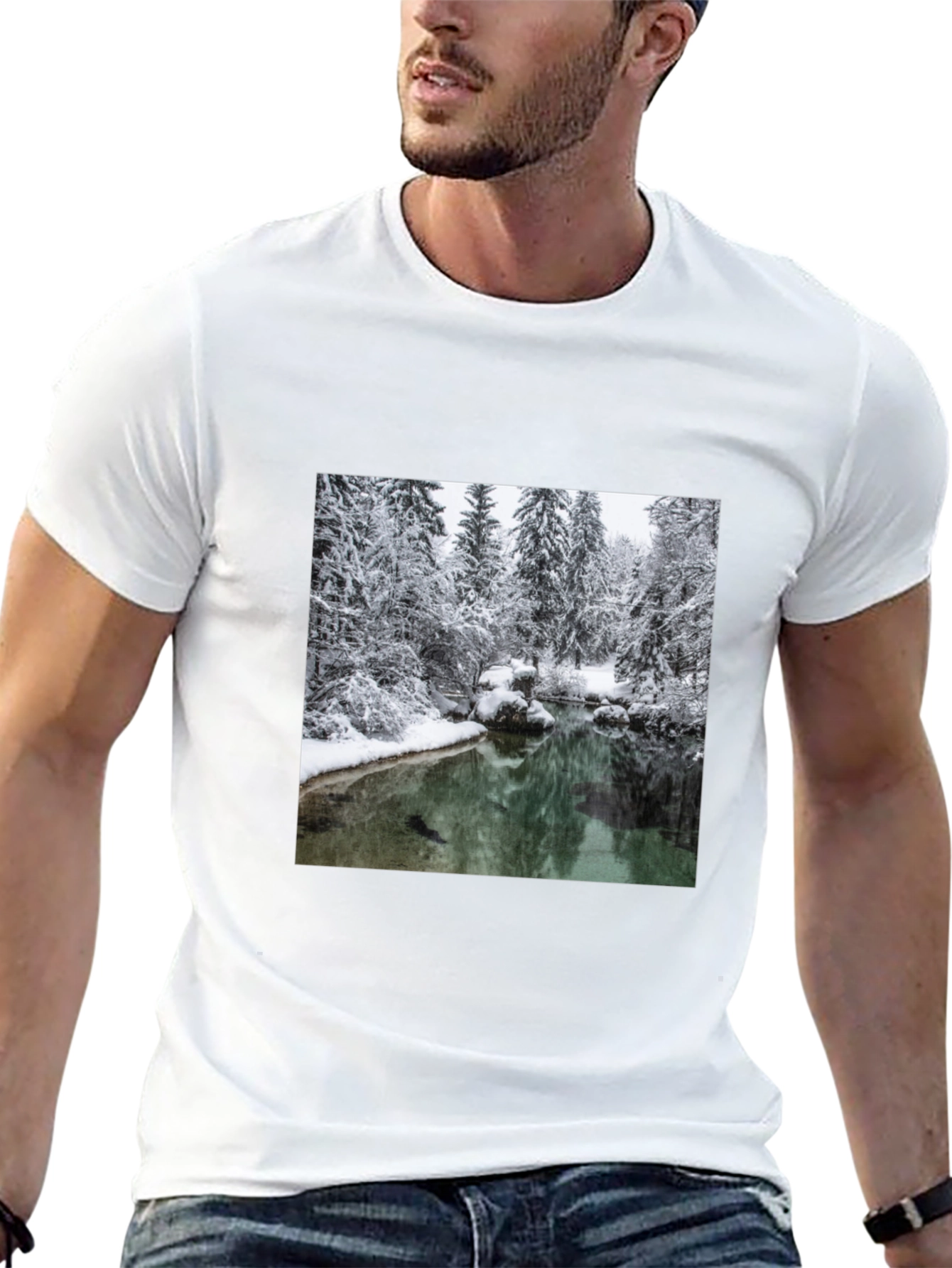 Winter Landscape Graphic Tee - Black