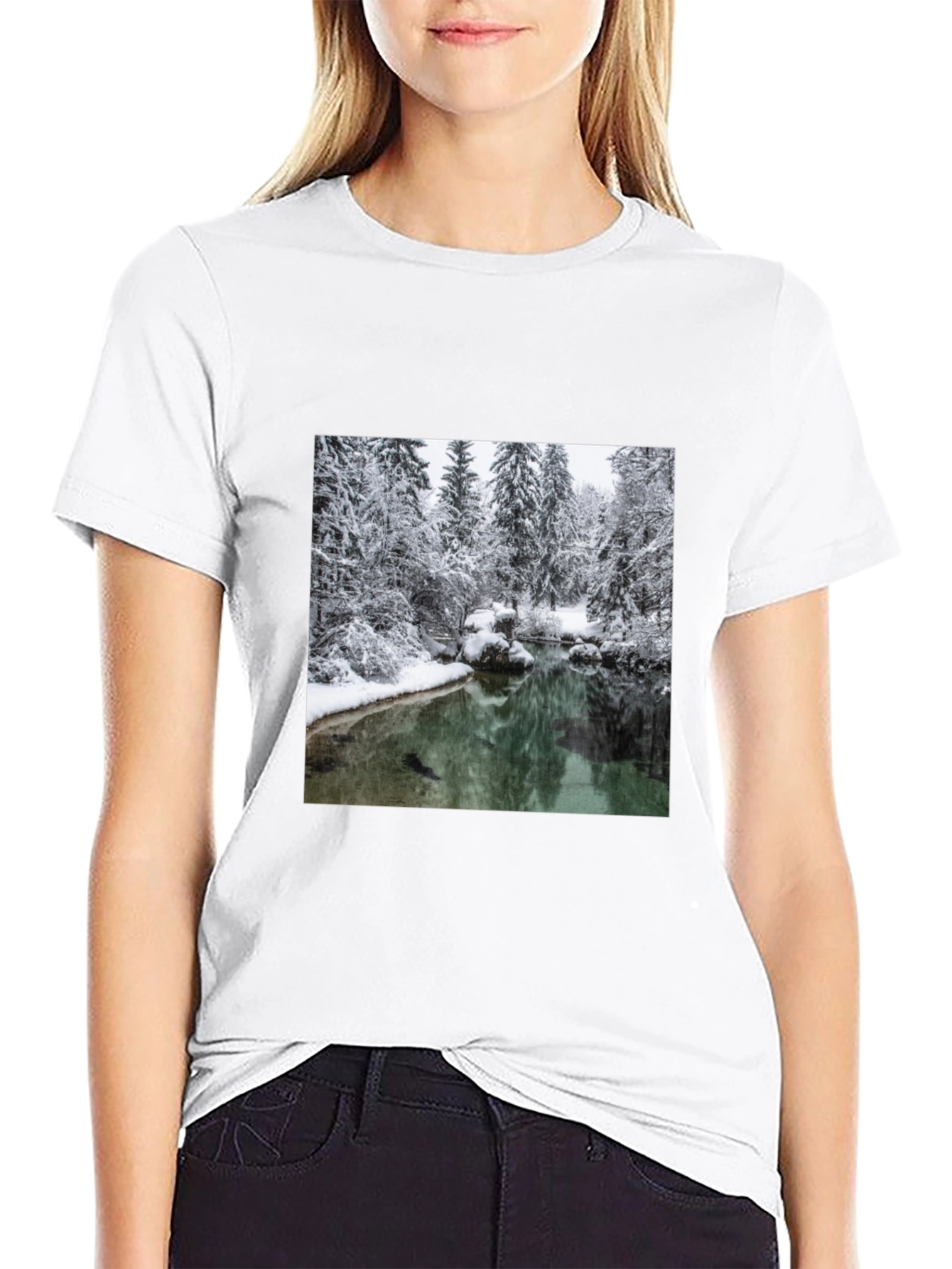 Winter Landscape Graphic Tee - Black